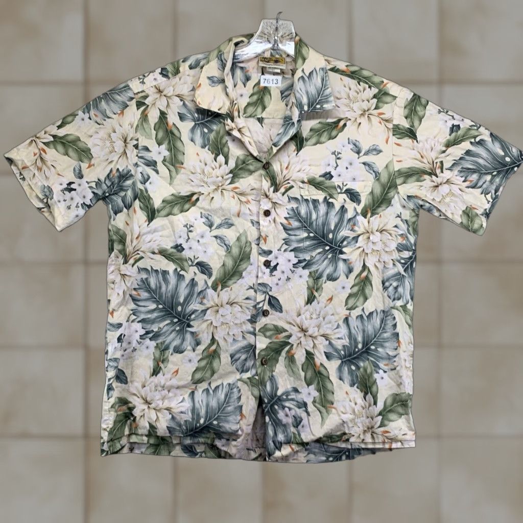 Vintage VINTAGE Winnie Fashion Men's Hawaiian Shirt Large Floral Palm Leaf Casual Travel Summer Fall Cotton Size US L / EU 52-54 / 3 - 1 Thumbnail