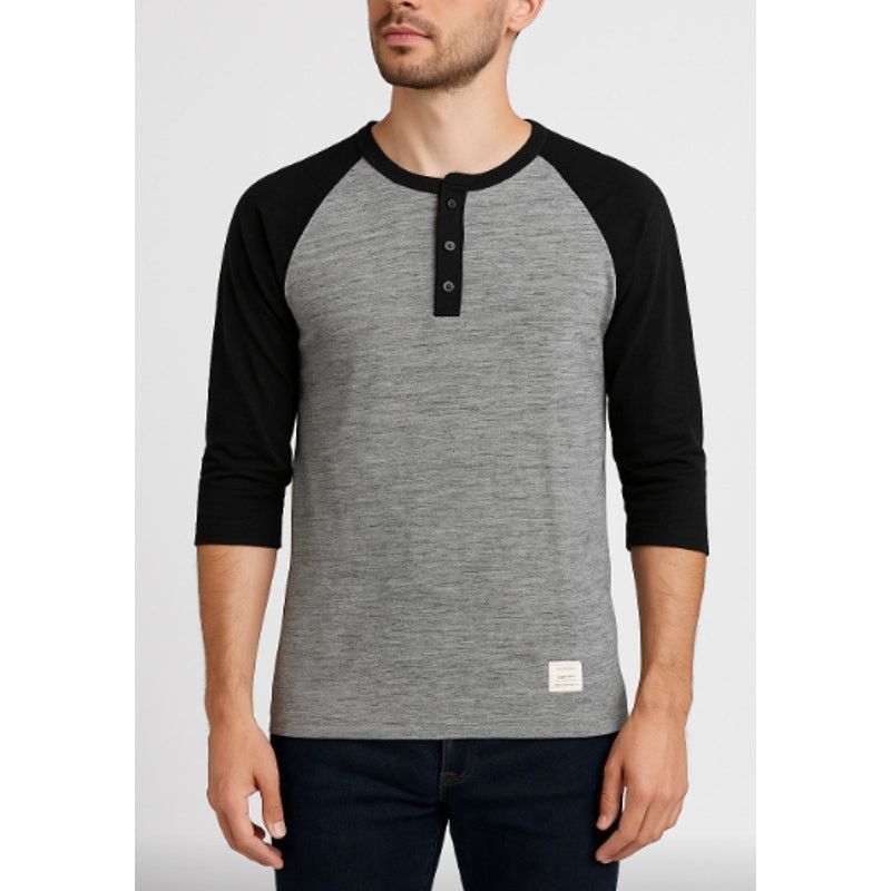 Other Minimalist Black Sleeve Gray Henley Baseball Tee Adam Levine Size US L / EU 52-54 / 3 - 1 Thumbnail