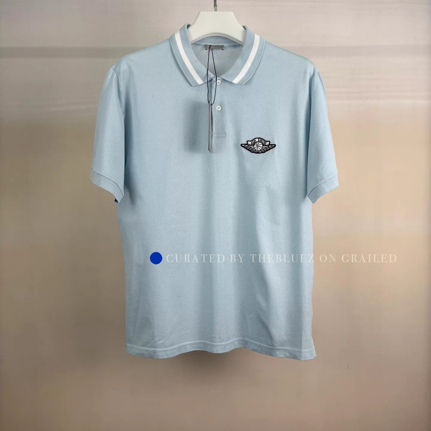 Dior Embroidered Logo Short Polo in Blue Size US XL / EU 56 / 4 - 1 Thumbnail