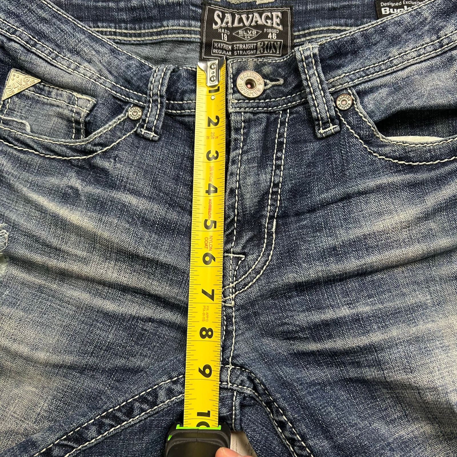 Salvage Salvage Distressed Mayhem Straight Denim Jeans Size US 32 / EU 48 - 13 Thumbnail
