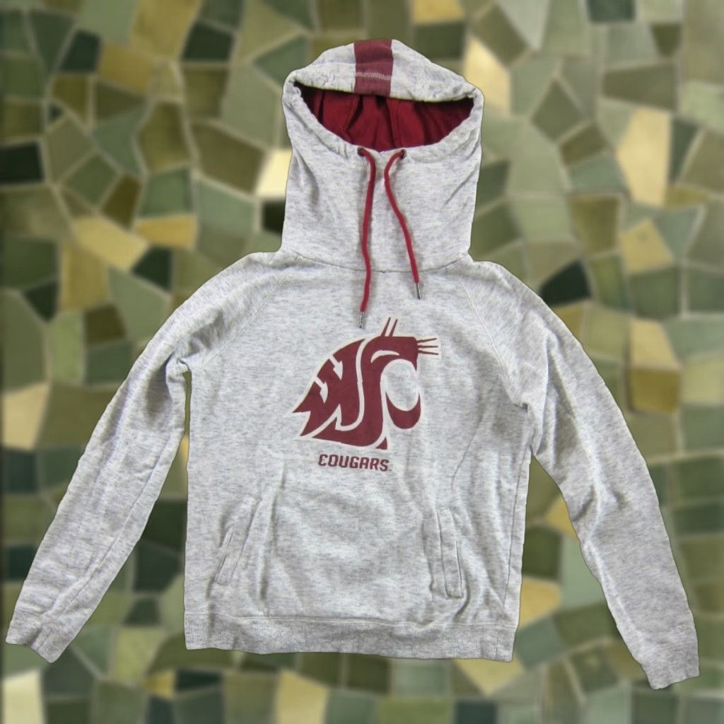 Vintage Colosseum Hoodie Women S Colosseum Grey Red Washington State University WSU Cougars Logo Hooded Pullover Sweatshirt Winter Fall Spring Shirt Size S / US 4 / IT 40 - 1 Thumbnail