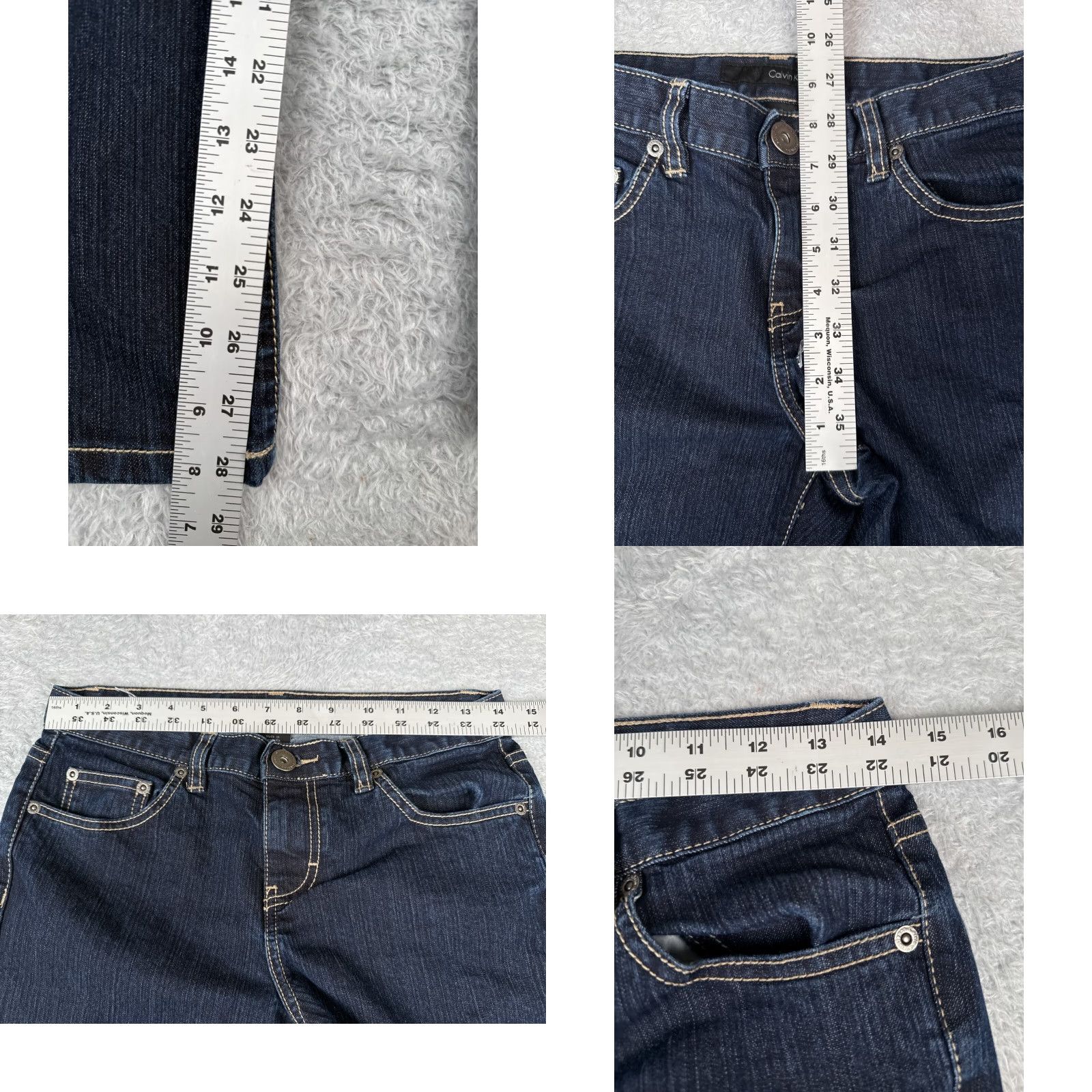 Calvin Klein VINTAGE Calvin Klein Jeans Women 28x28 Denim Flared Dark Blue Cotton Low Rise 28 Inseam 5-Pocket Womens Jeans Size 27" / US 4 / IT 40 - 8 Thumbnail