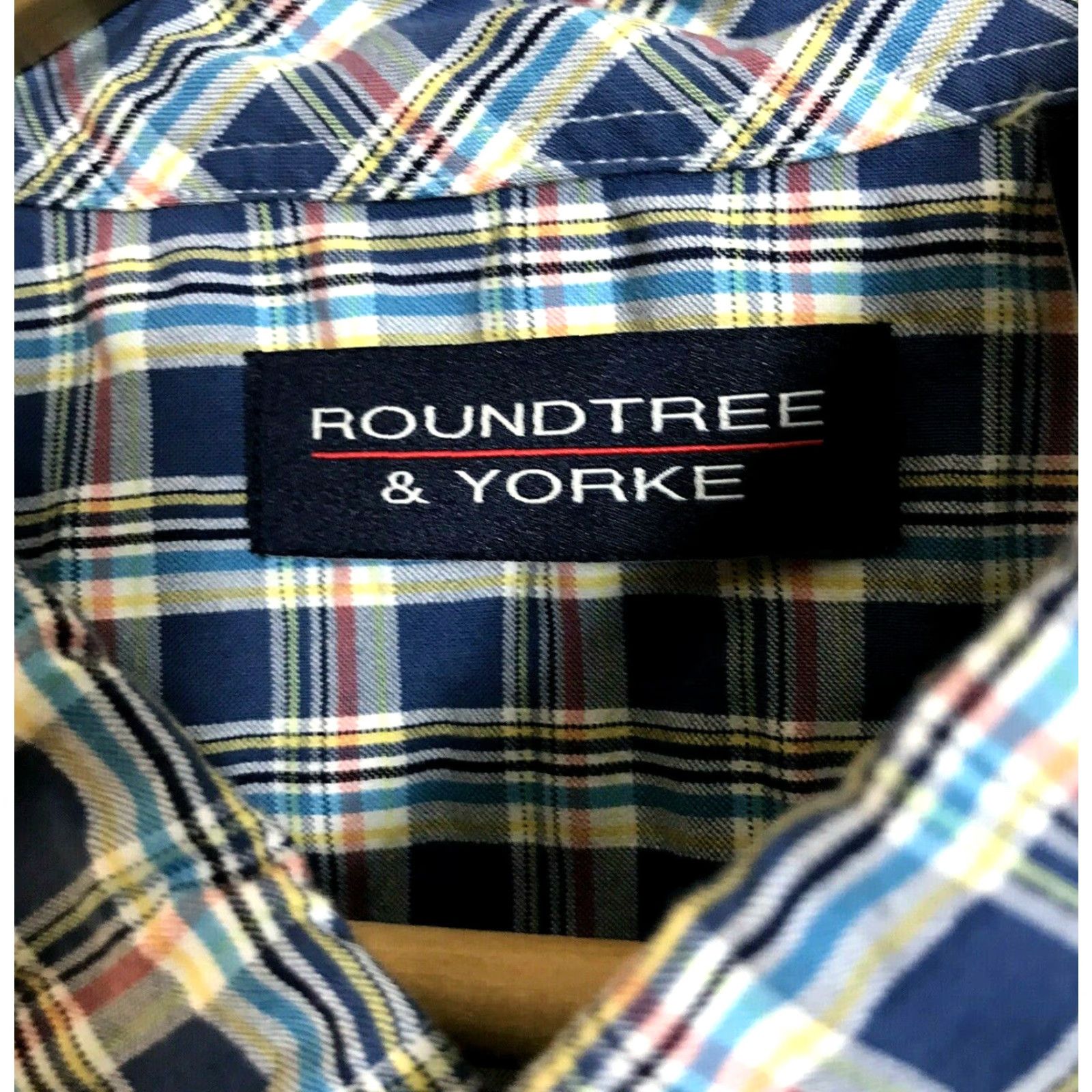Roundtree & Yorke Roundtree Yorke Shirt Mens Large Navy Plaid Seersucker Button Up Size US L / EU 52-54 / 3 - 2 Thumbnail