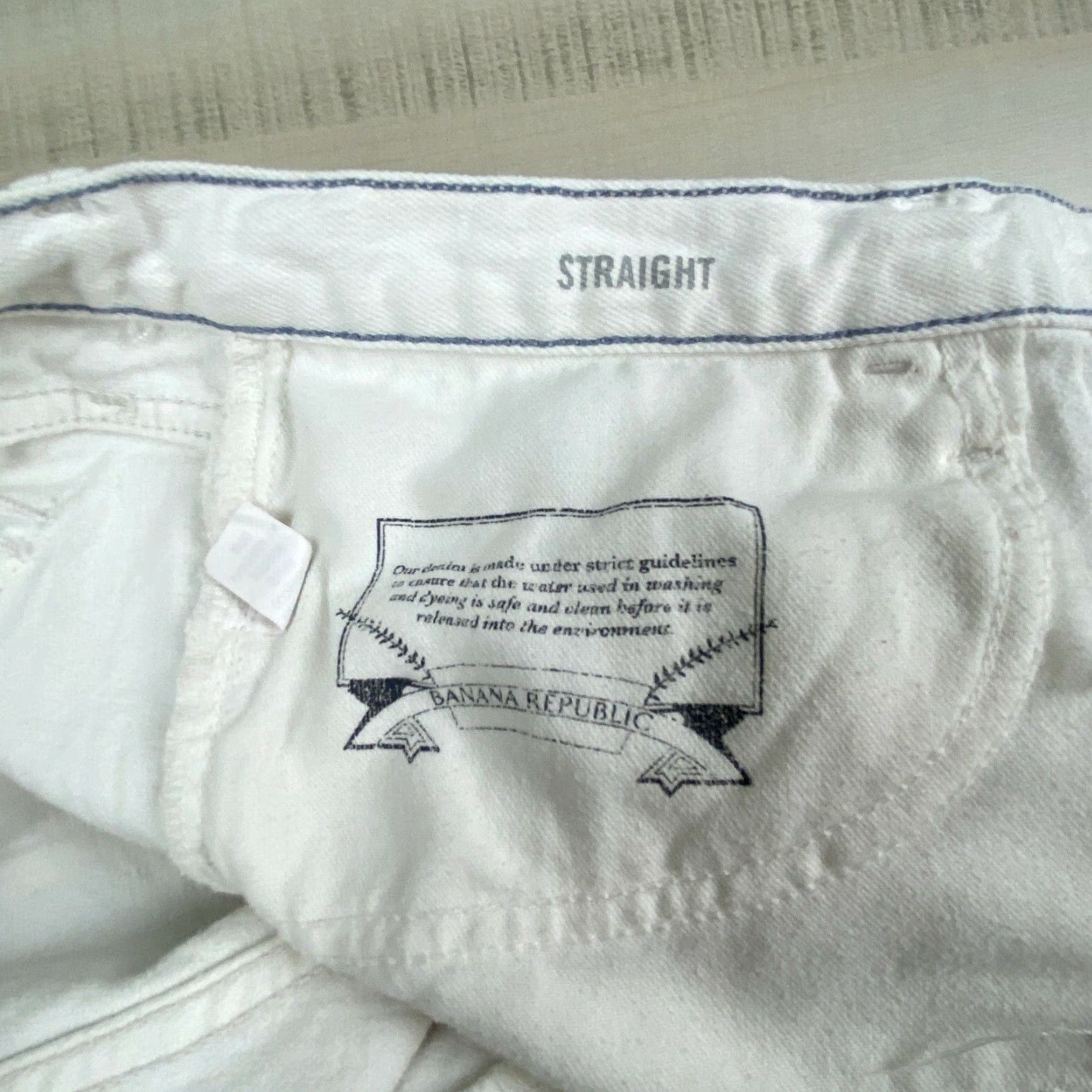 Banana Republic Banana Republic Womens Straight Leg Stretch Jeans White Denim 32 Waist Low Rise Size 24" / US 00 / IT 34 - 4 Thumbnail