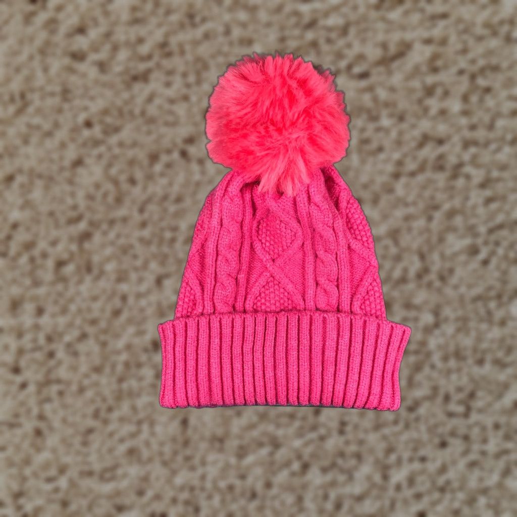 Vintage West Loop Beanie Women One Size Pink Knit Rayon Blend Stretch Ski Pom Size ONE SIZE - 1 Thumbnail