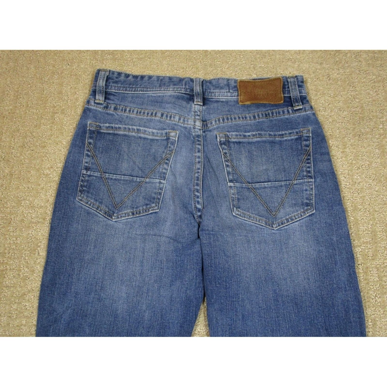 Doublet Rock & Roll Cowboy Jeans Men 28x30 Blue Bootcut Western Double Barrel Denim Distressed Logo 5-Pocket Rock & Roll Cowboy Mens Jeans Size US 28 / EU 44 - 4 Thumbnail