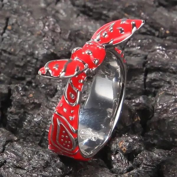 Jewelry × Vintage Bandana-shaped Cashew Flower Red Rings Size ONE SIZE - 1 Thumbnail