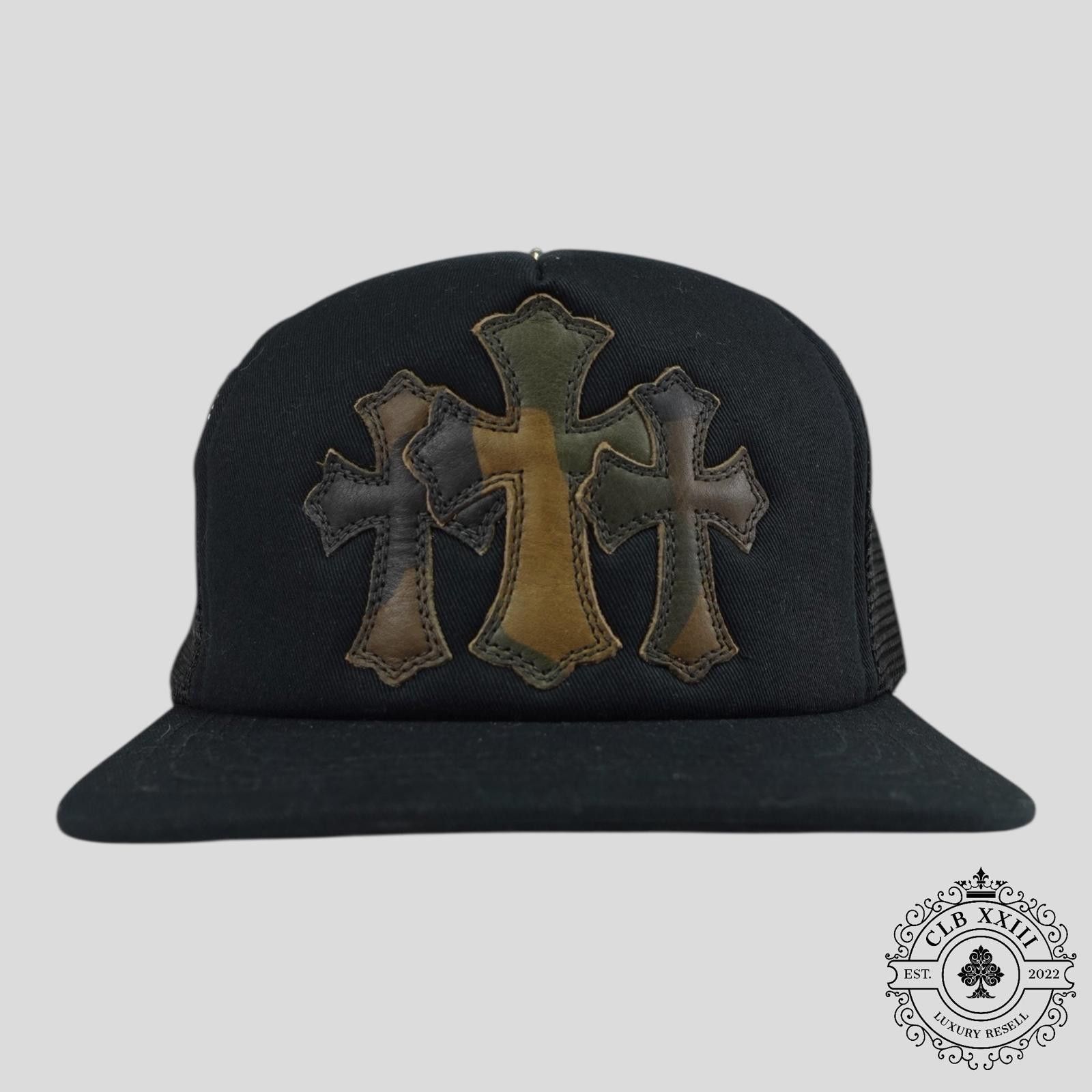 Chrome Hearts Chrome Hearts Leather Triple Cross Trucker Hat in Black/Camo Size ONE SIZE - 1 Thumbnail