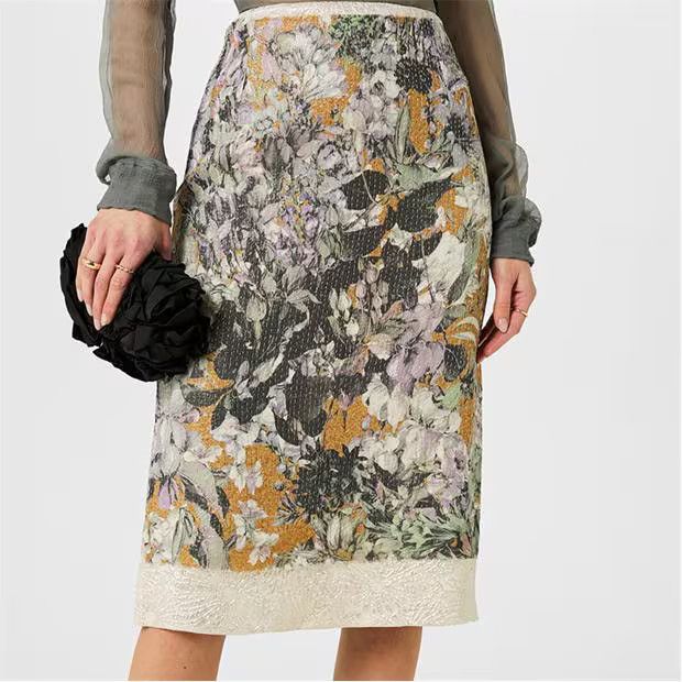 Dries Van Noten o1g2r1mq1024 Midi Skirt in Multicolor Size 30" / US 8 / IT 44 - 5 Thumbnail