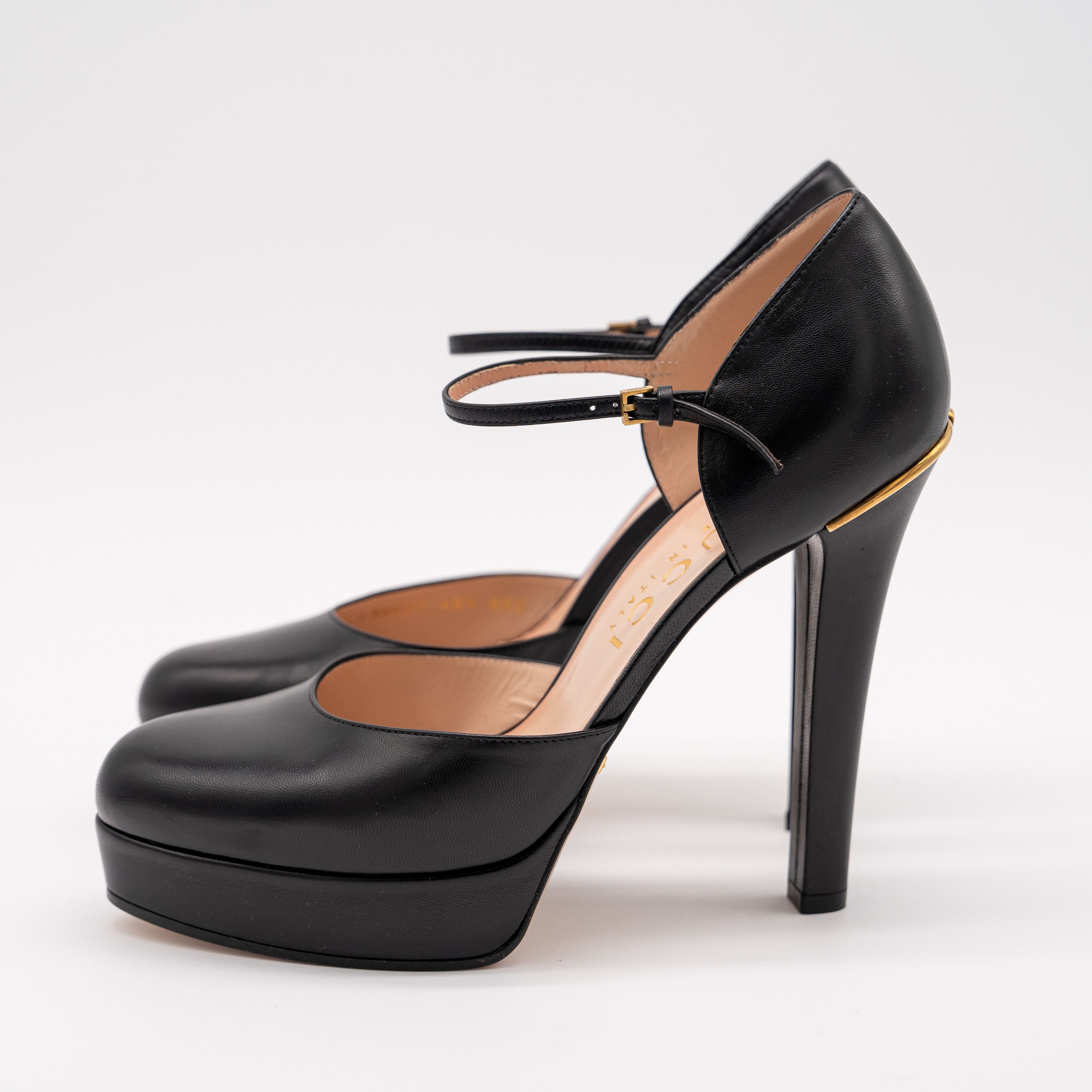 Gucci 40.5G 10.5 US Gucci Platform Pumps Black Leather Strap Size US 10.5 / IT 40.5 - 4 Thumbnail