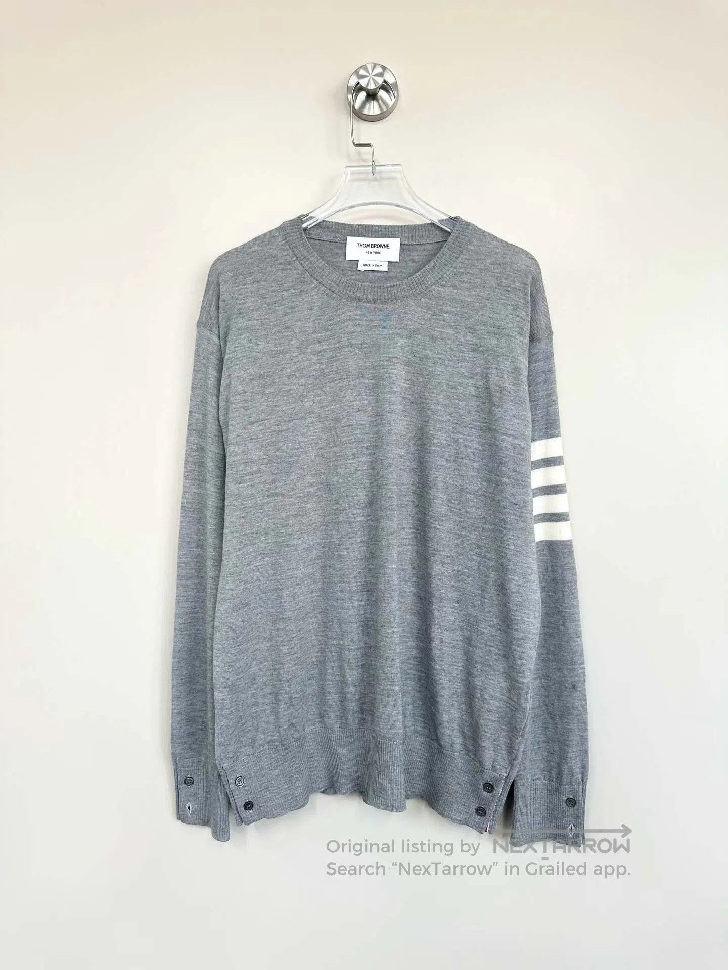 Thom Browne Thom Browne Gray classic striped knit sweater| Size US L / EU 52-54 / 3 - 1 Thumbnail