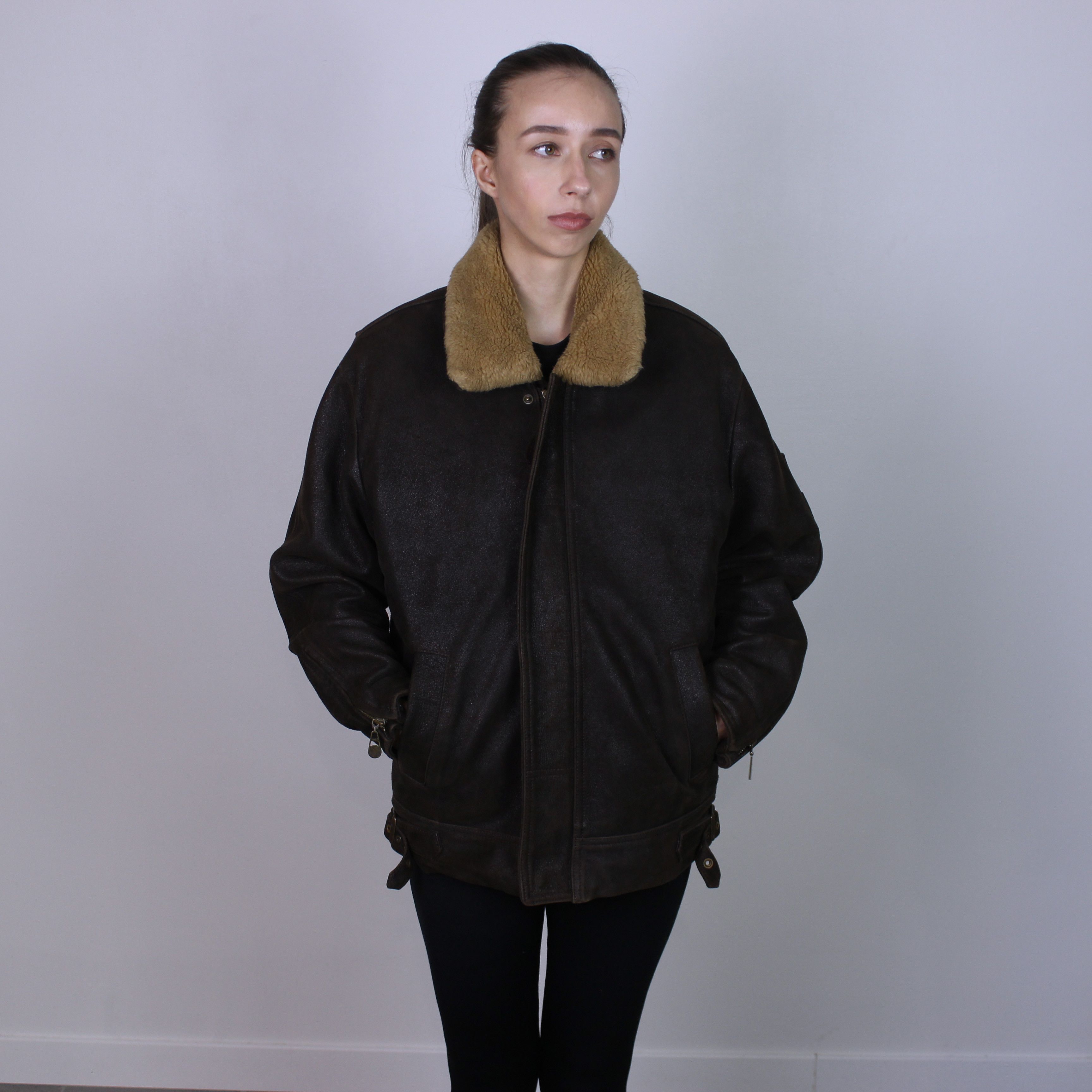 Leather Bassett heavy vintage aviator leather jacket winter M Size M / US 6-8 / IT 42-44 - 21 Thumbnail