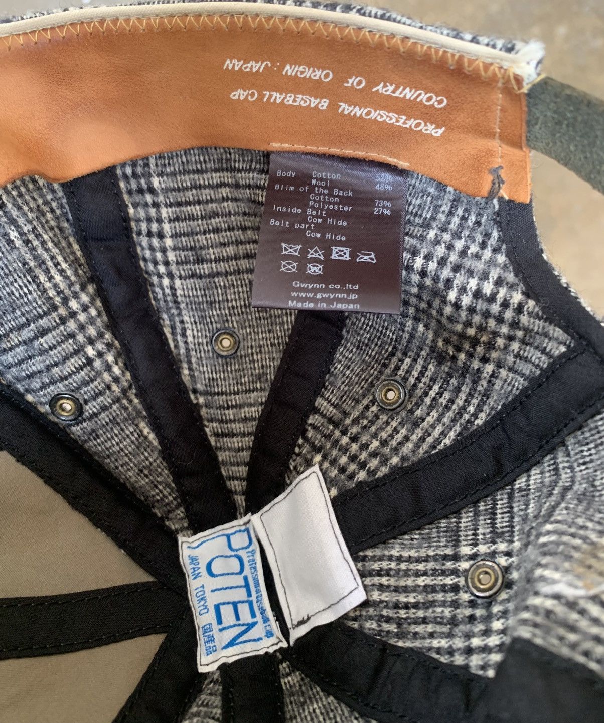 Japanese Brand [POTEN] Glen Check Baseball Cap Size ONE SIZE - 8 Thumbnail