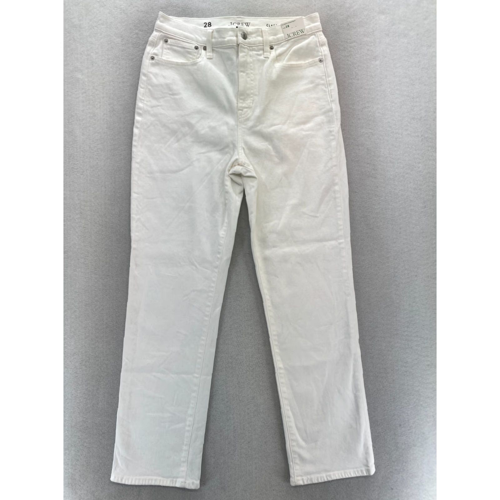 J.Crew J.CREW Classic Straight Jeans Women's 28 White Stretch Denim High Rise Casual Size 28" / US 6 / IT 42 - 2 Thumbnail
