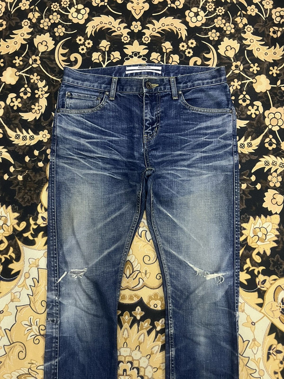 Japanese Brand × Robert Geller THRASHED🔥ROBERT GALLER RIPPED DENIM PANT Size US 30 / EU 46 - 2 Thumbnail
