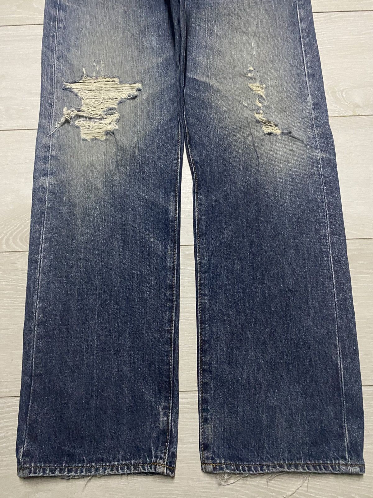 GU Vintage Gu Denim Faded Wash Distressed Loose Jeans Size US 32 / EU 48 - 5 Thumbnail