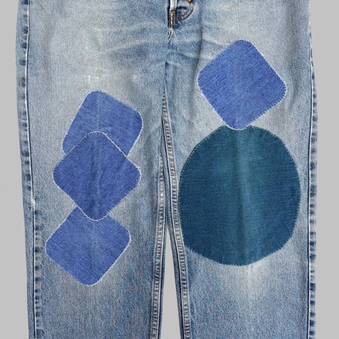 Gap × Vintage Gap 1990 9s Vintage W34 L29 Patched USA Blue Denim Jeans Size US 34 / EU 50 - 3 Thumbnail