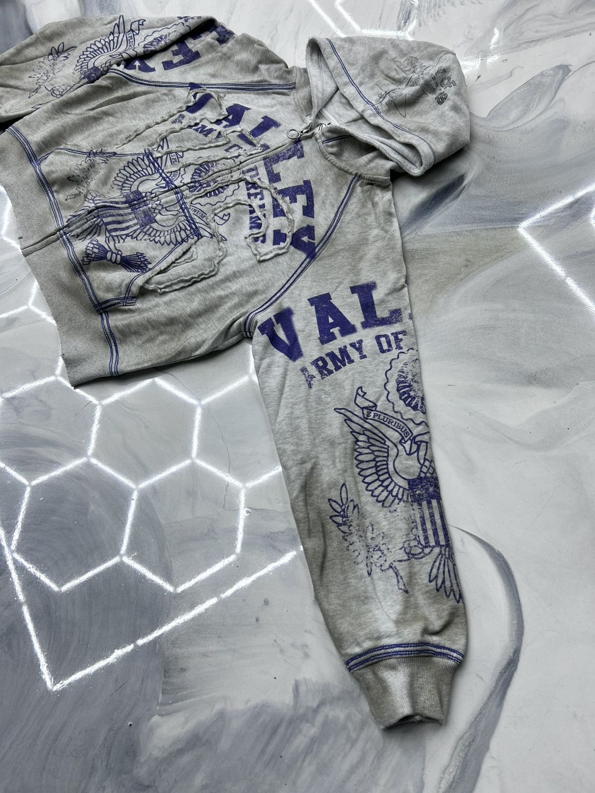 Vale Vale Army Zip Up Hoodie Grey Blue Size M Size US M / EU 48-50 / 2 - 8 Thumbnail