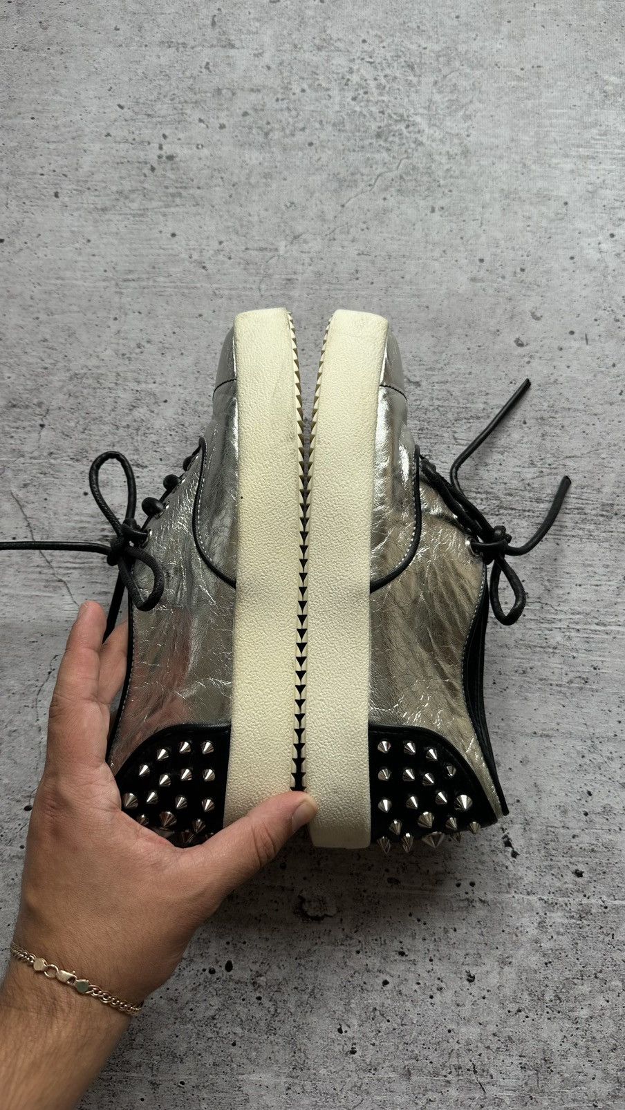 Giuseppe Zanotti Women's Giuseppe Zanotti Silver Leather Trainers Size US 9 / IT 39 - 8 Thumbnail
