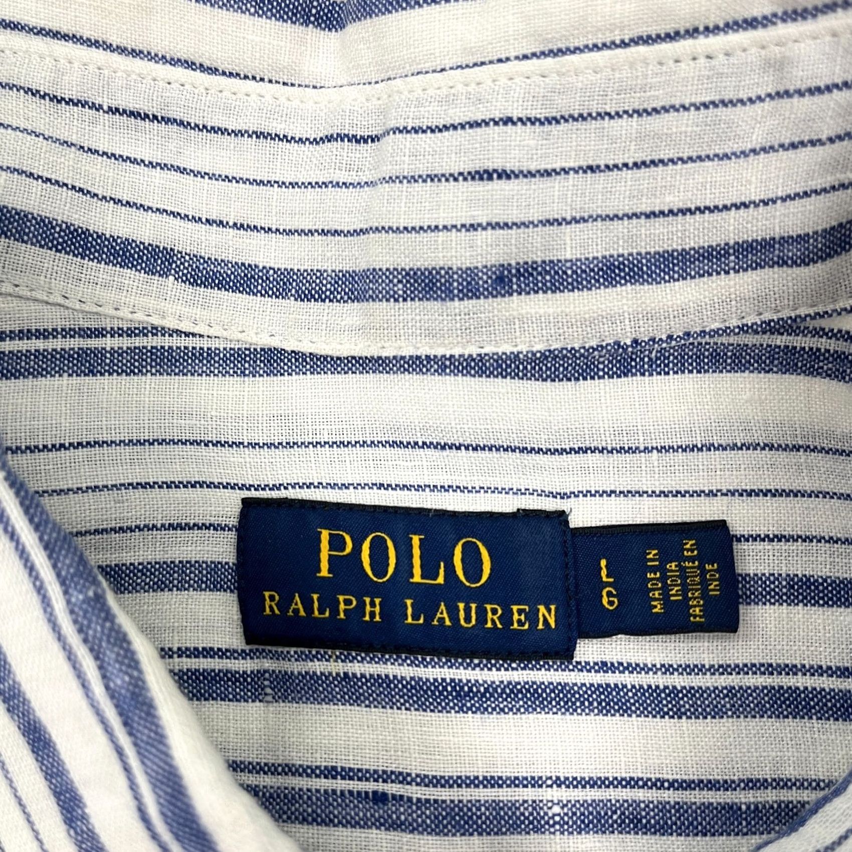 Polo Ralph Lauren VINTAGE Polo Ralph Lauren Blouse Womens L Oversized Popover Linen Blue White Beachy Prep Size L / US 10 / IT 46 - 2 Thumbnail