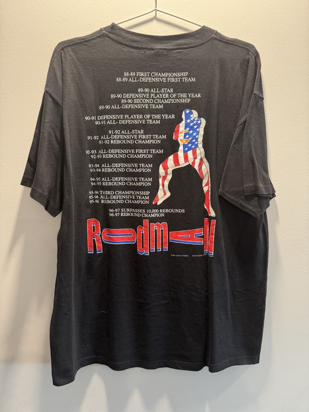 Vintage Dennis Rodman Career Stats Tee Size US XL / EU 56 / 4 - 5 Thumbnail