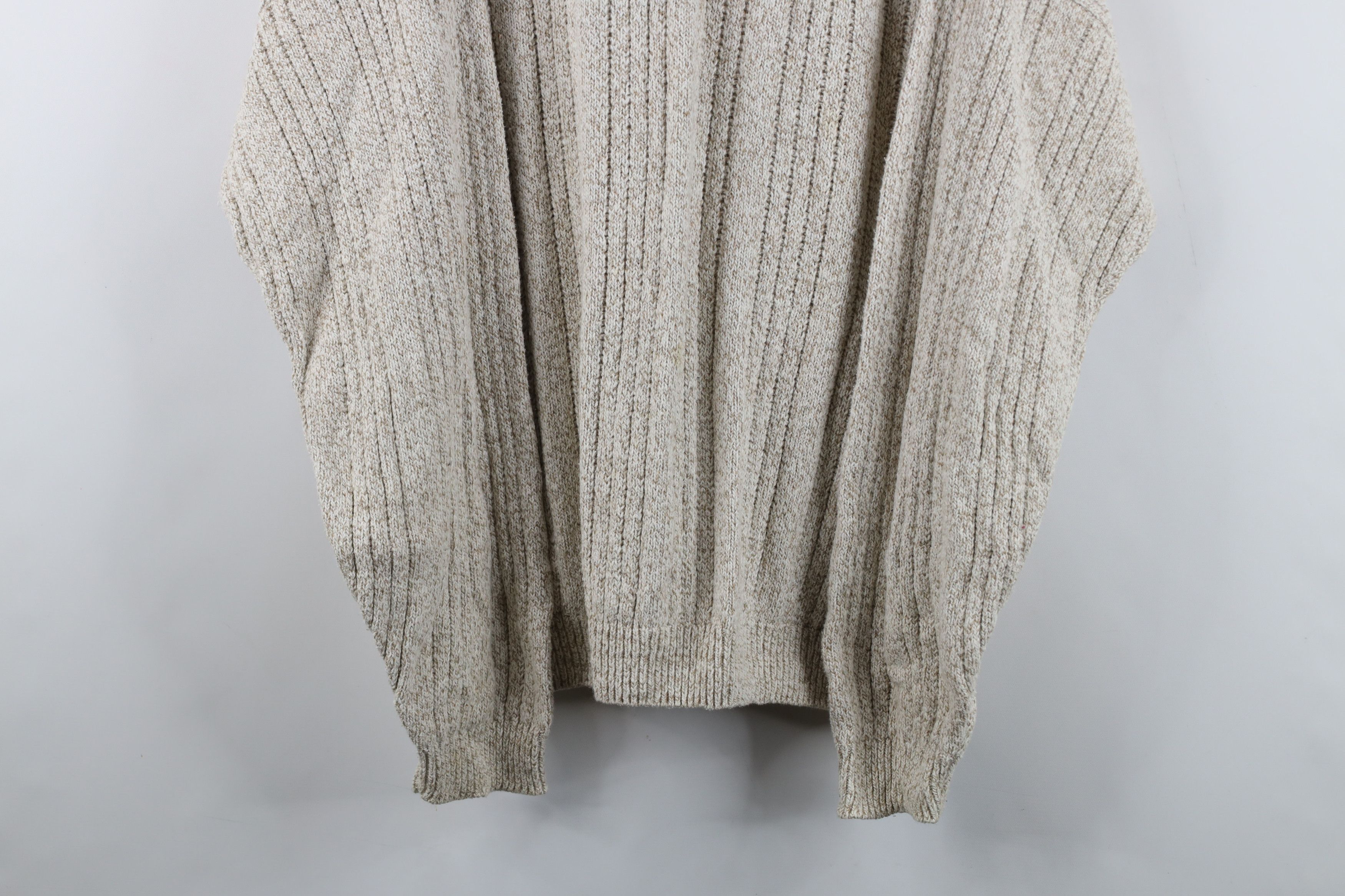 Vintage Vintage 90s Streetwear Ribbed Knit Henley Sweater Beige USA Size US XL / EU 56 / 4 - 3 Thumbnail