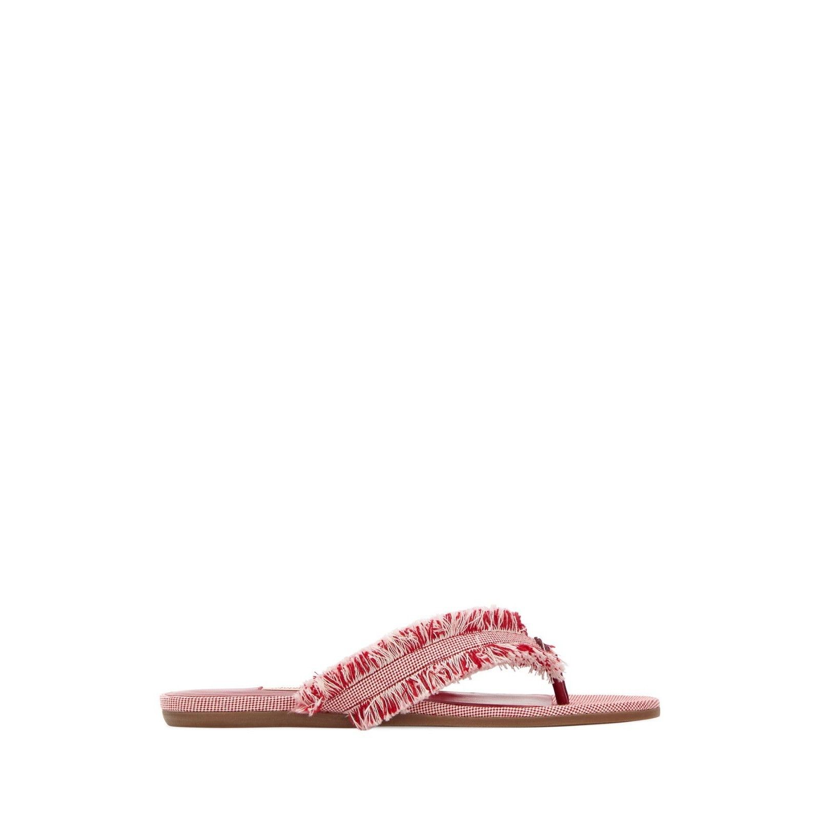 Jimmy Choo Ruby Red Canvas Thong Slippers W, Women's (Size 7)