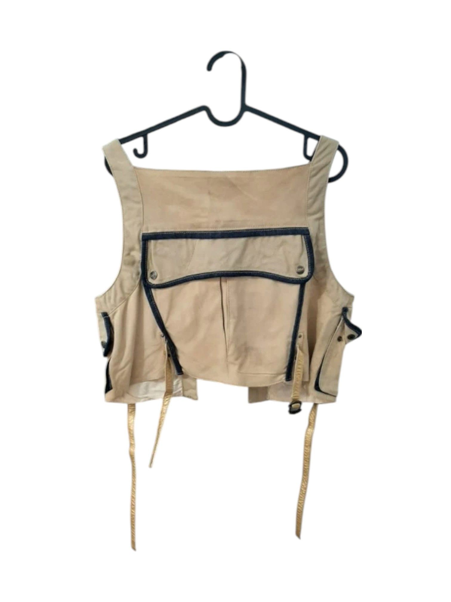 Just Cavalli Cavalli Beige Utility Vest with Contrast Piping, Early 2000s Size M / US 6-8 / IT 42-44 - 2 Thumbnail