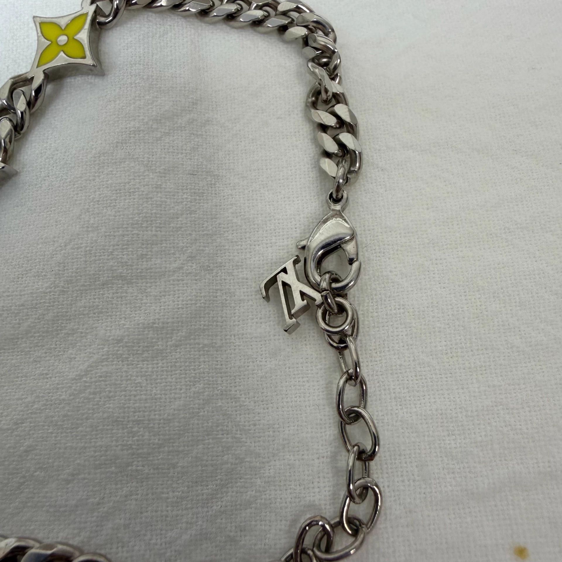 LOUIS VUITTON Monogram Floral Silver/Orange Bracelet