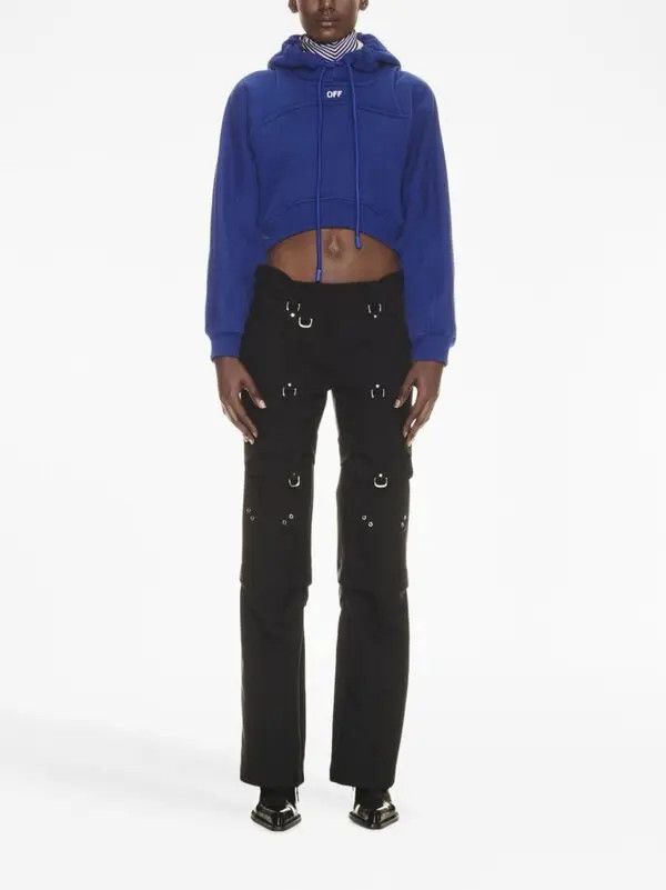 Off-White o1gr1nt0425 Off Stamp Round Crop Hoodie in Blue Size S / US 4 / IT 40 - 2 Thumbnail
