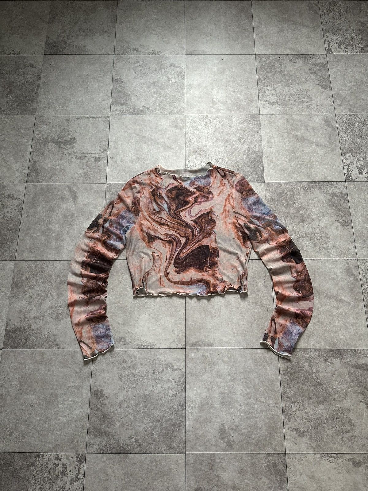 Hysteric Glamour Abstract Design Save The Queen JPG Cropped Mesh Long Sleeve Size S / US 4 / IT 40 - 2 Thumbnail