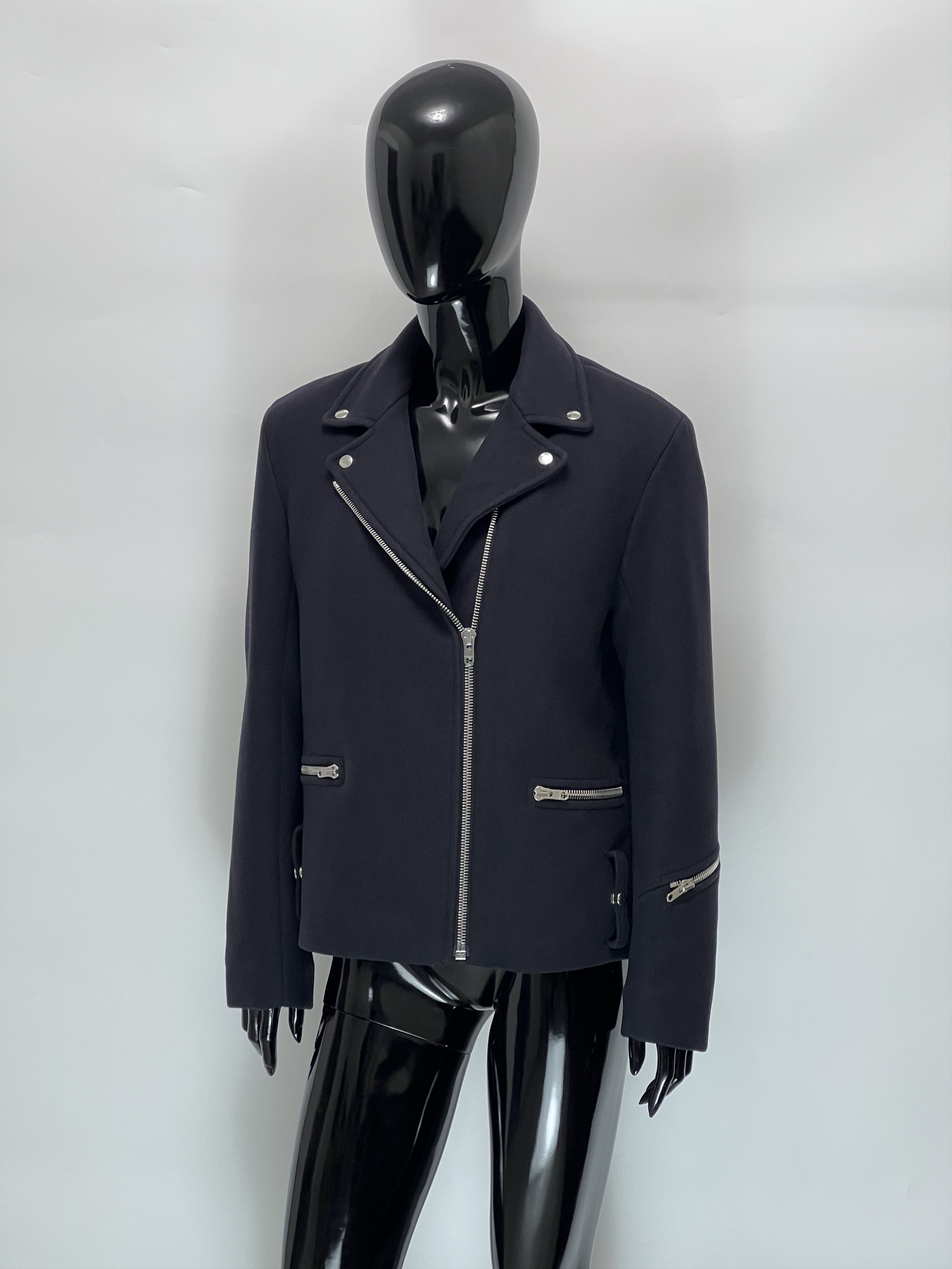 Sandro Sandro Navy Blue Wool Biker Jacket Size 38 Size M / US 6-8 / IT 42-44 - 1 Thumbnail