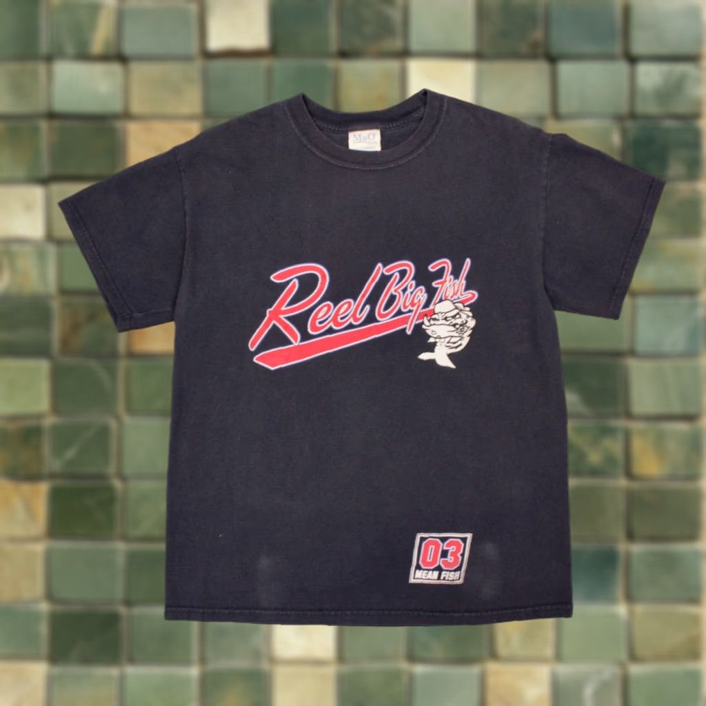 VINTAGE Men's Early 2000s '03 Reel Big Fish Navy Blue T Shirt Sz M Ska Band Tshirt Shirt Mens M & O Cotton Blue 90s Concert Graphic Tee