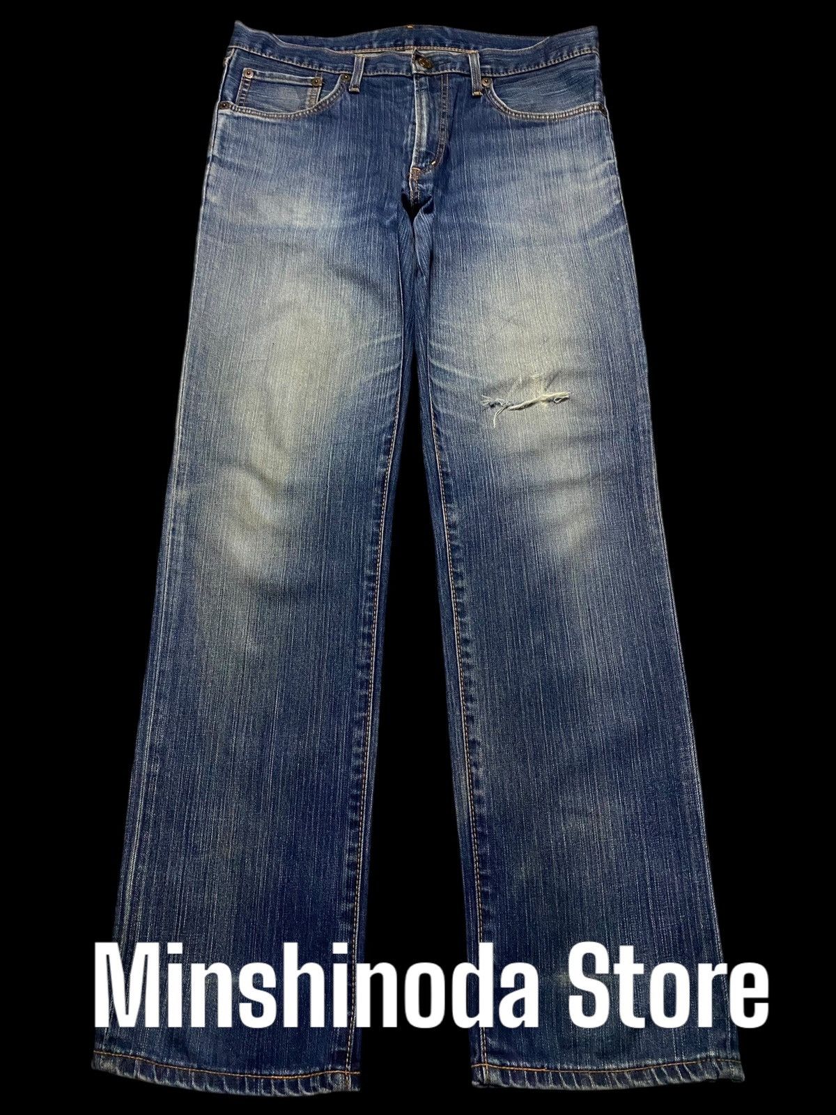 Edwin Vintage Japan Edwin Blue Wash Distressed Slim Jeans Size US 36 / EU 52 - 1 Thumbnail