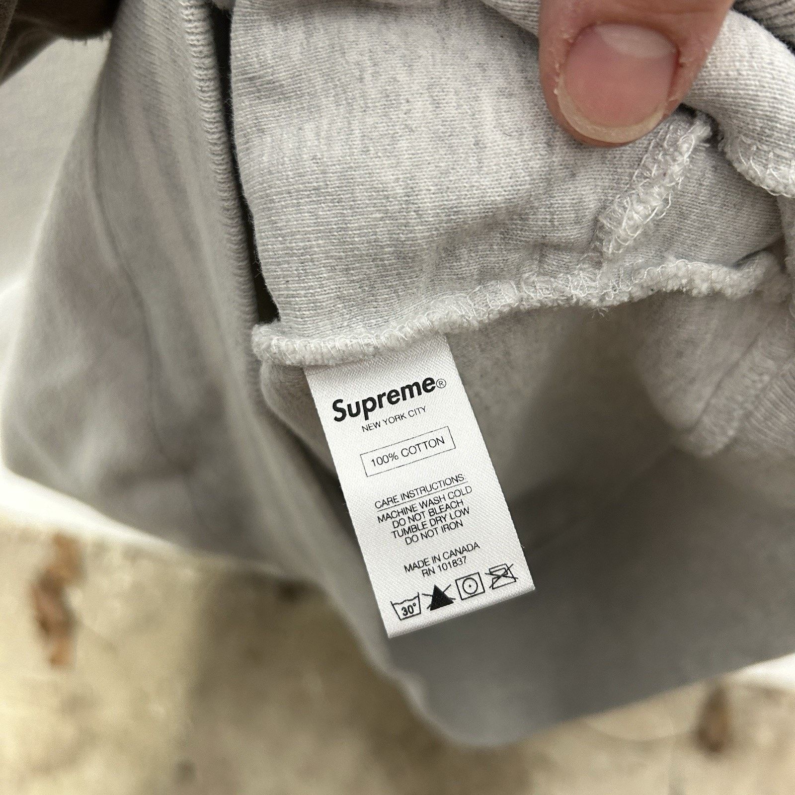 Supreme Supreme Reverse Fleece Hooded Sweatshirt “Ash Grey” FW16 Size US S / EU 44-46 / 1 - 11 Thumbnail