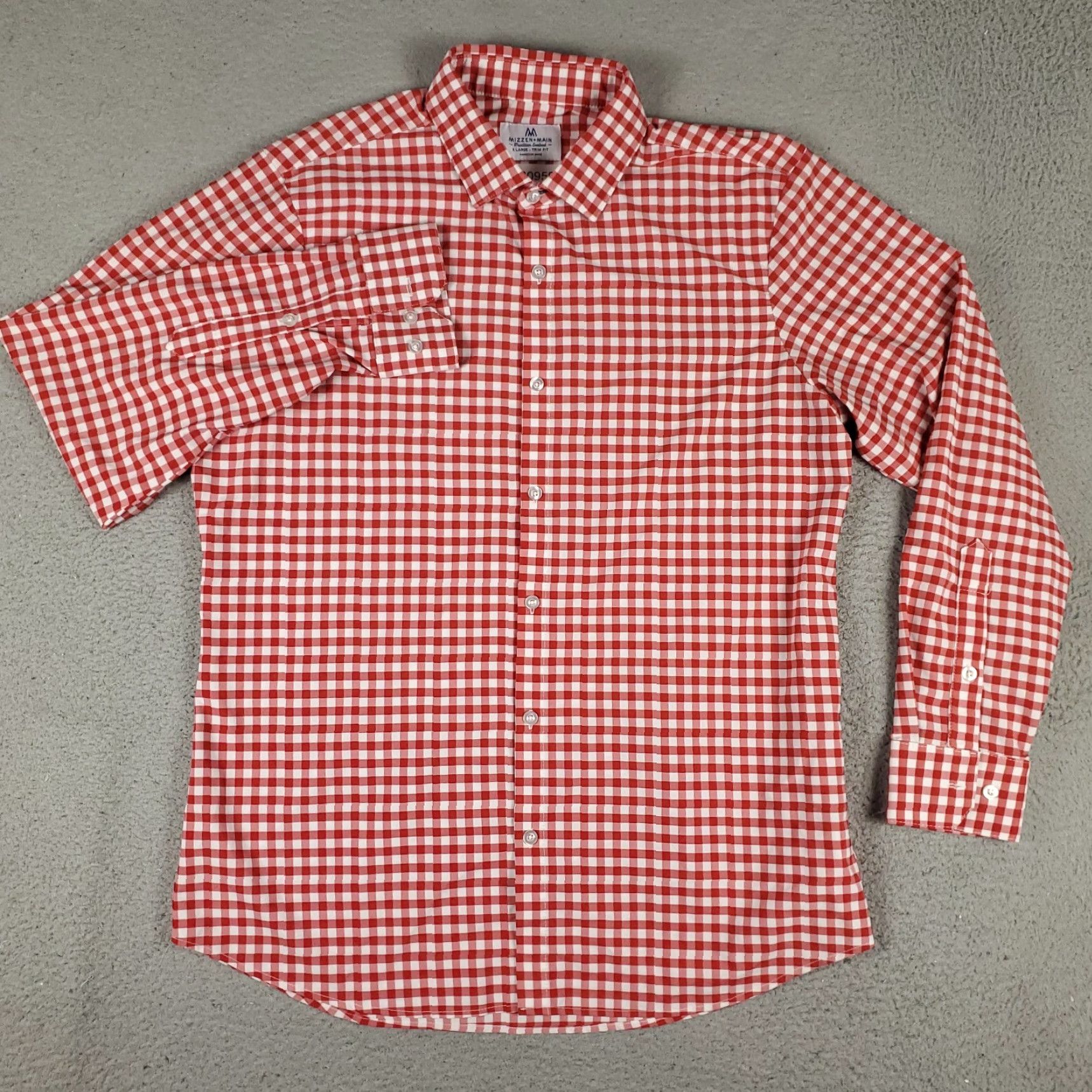 Mizzen+Main Mizzen+Main Shirt Mens XL Red Check Casual Button Up Long Sleeve Size US XL / EU 56 / 4 - 2 Thumbnail
