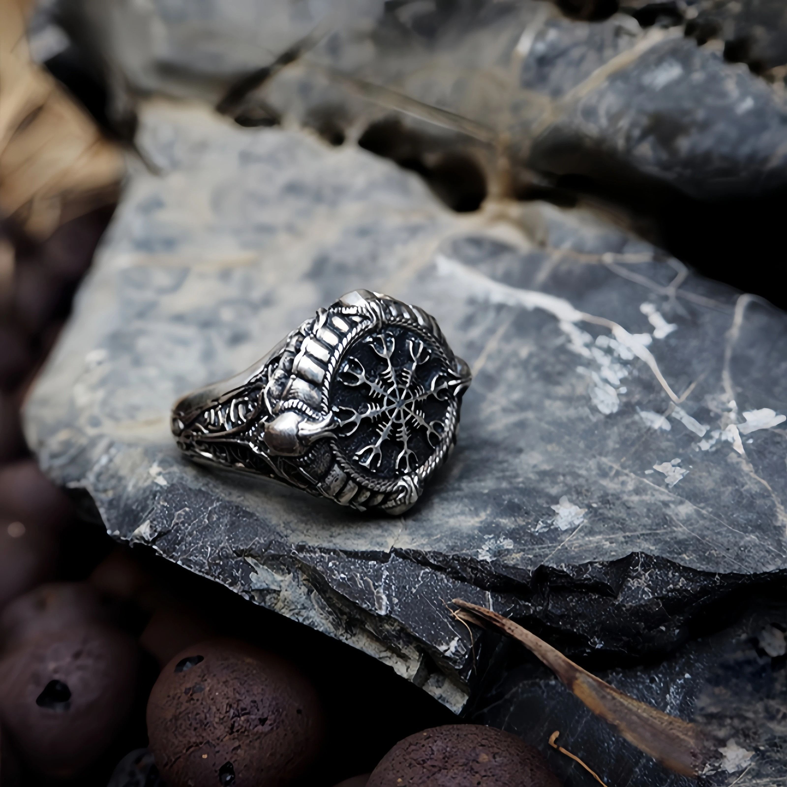 Japanese Brand Retro Viking Compass Ring Size ONE SIZE - 4 Thumbnail