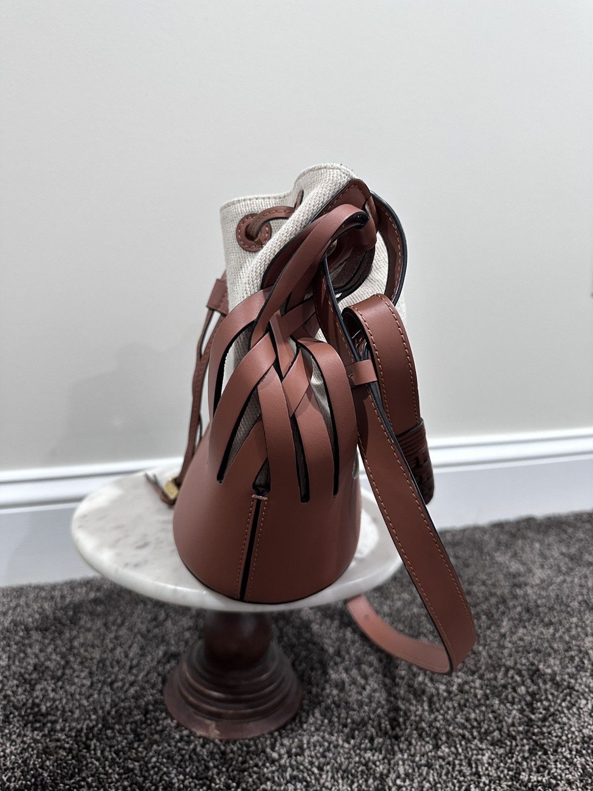 Loewe Loewe Raffia & Leather Calfskin Beehive / Bucket Beach Bag Size ONE SIZE - 6 Thumbnail