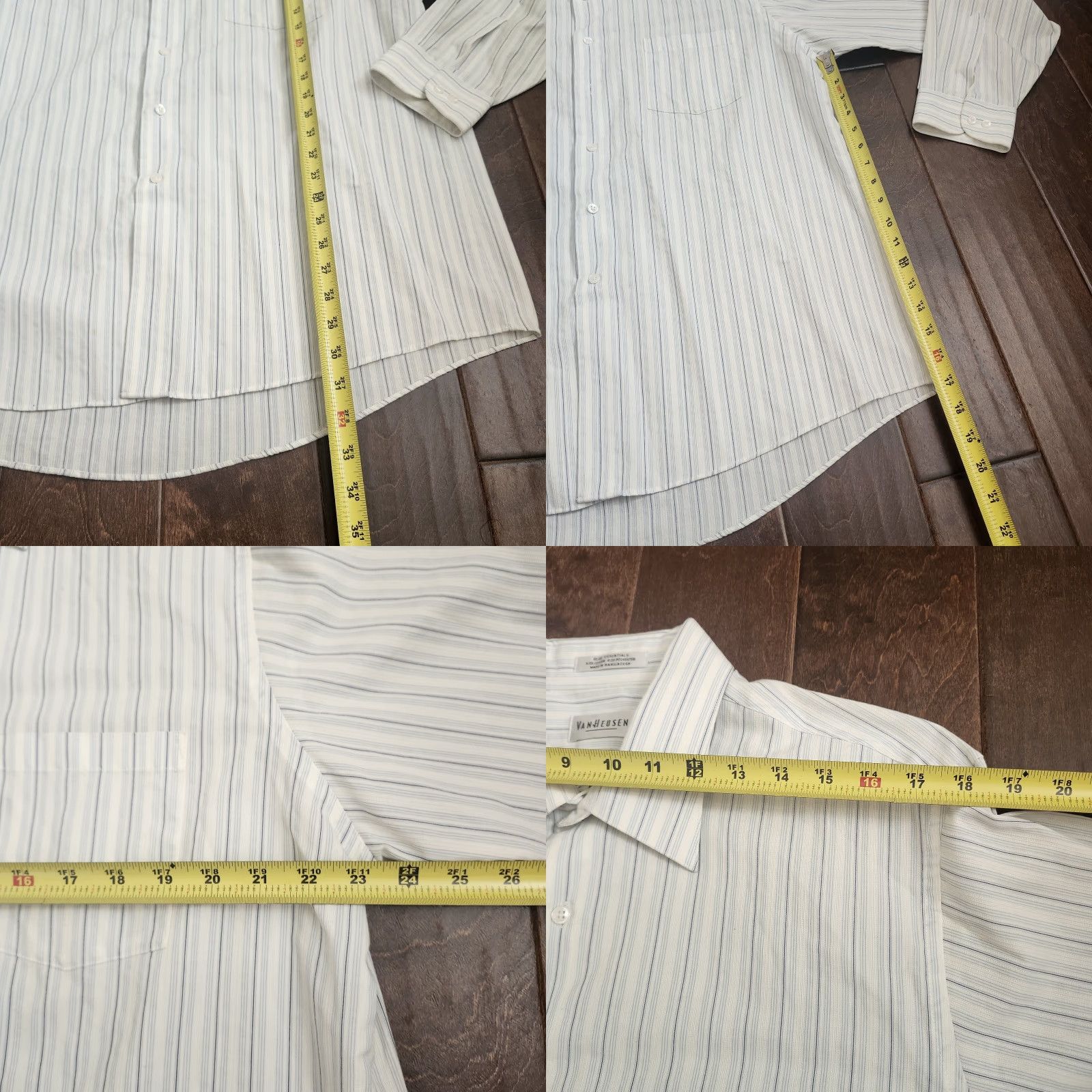 Van Heusen Van Heusen Mens Dress Shirt Striped Long Sleeve Button Up 17 36/37 Multicolor Regular Size 46R - 8 Thumbnail