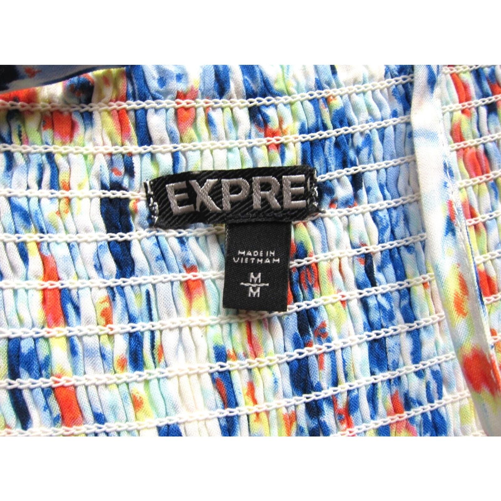 Express Express Dress Womens Medium Blue Yellow Orange Tie Dye Pocket Tank Slip Sun Rayon Size M / US 6-8 / IT 42-44 - 3 Thumbnail