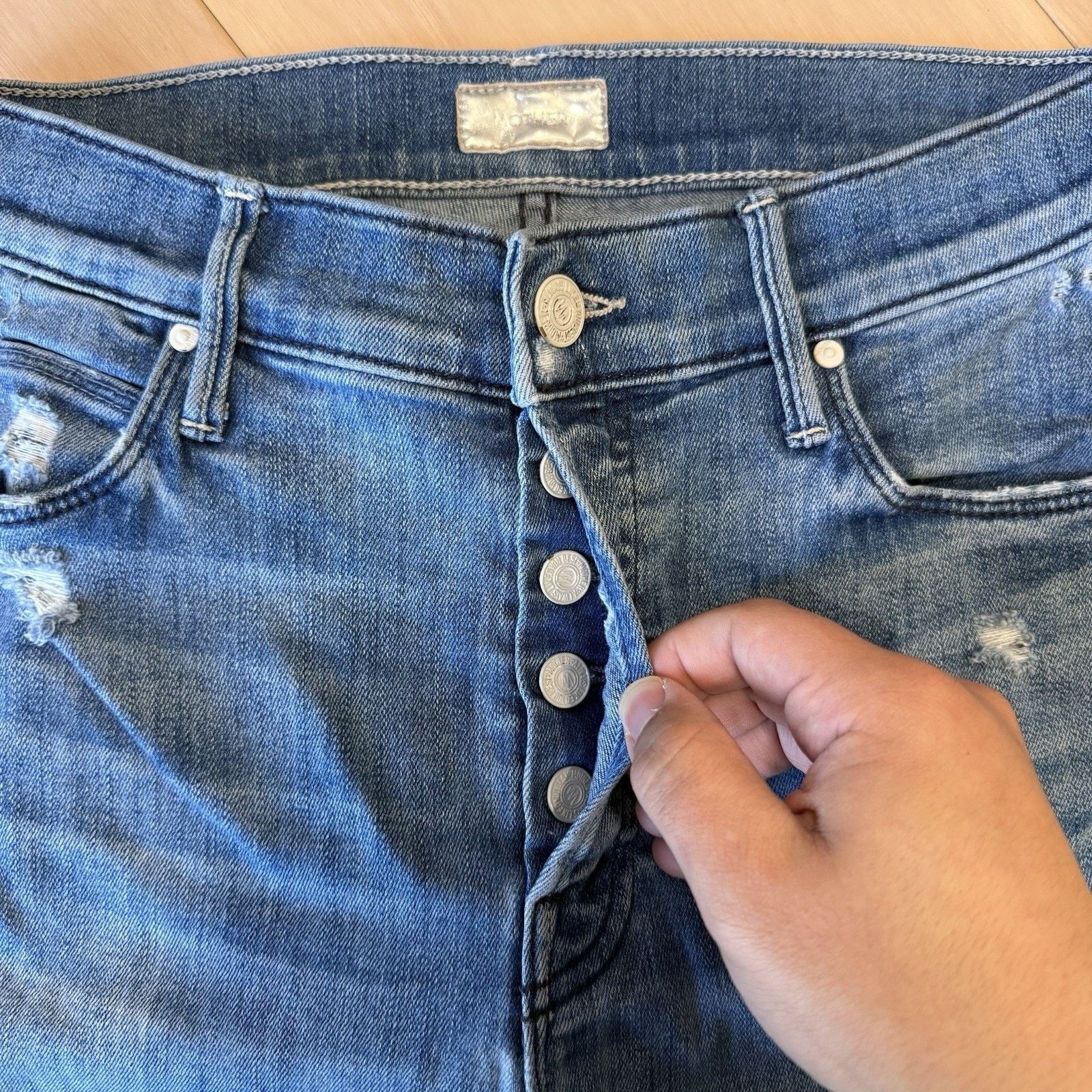 MOTHER Mother The Stunner Jeans Women's 26 Blue Ankle Fray Glam Size 26" / US 2 / IT 38 - 5 Thumbnail