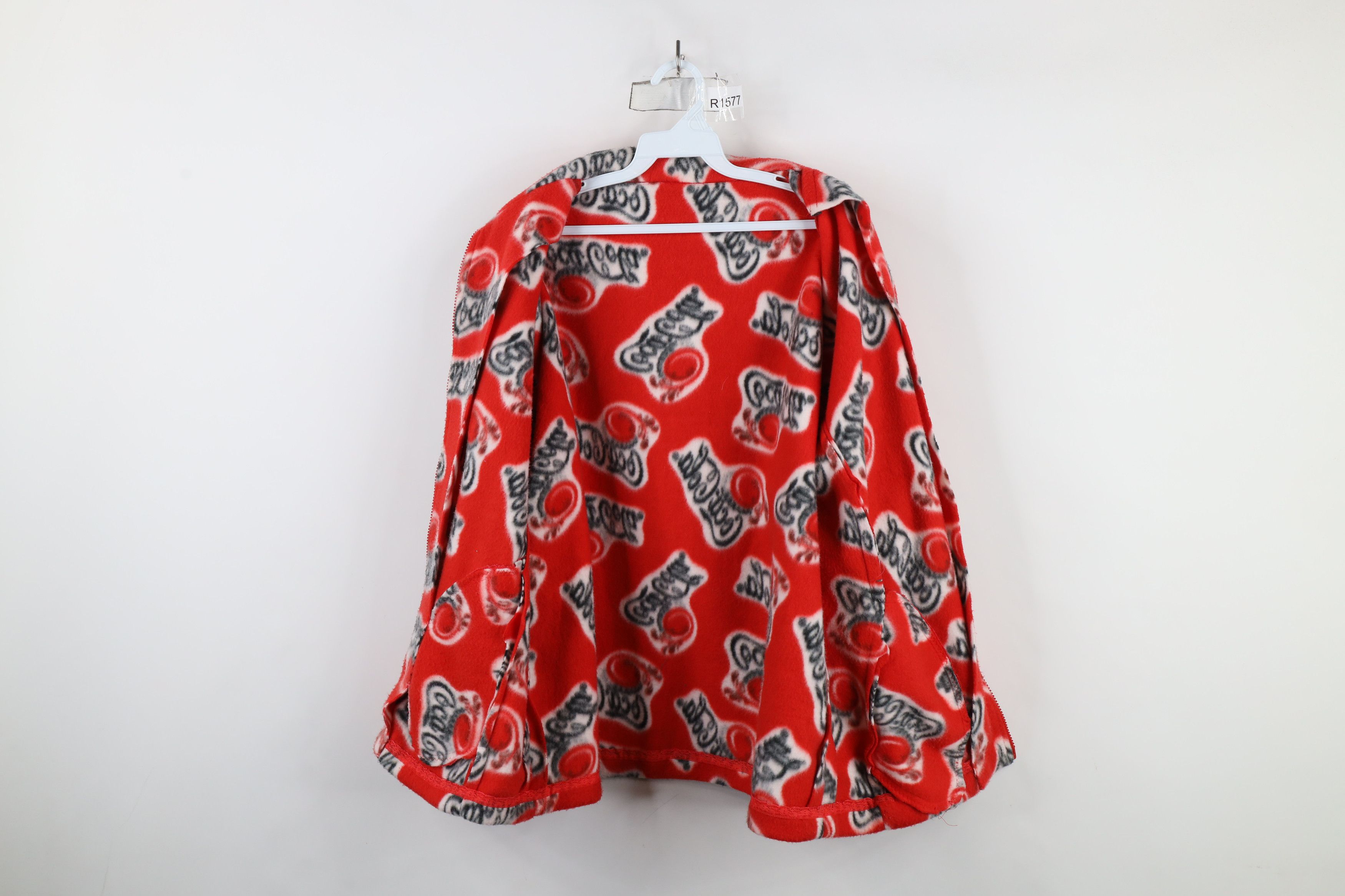 Vintage Vintage 90s Coca Cola Over Print Full Zip Fleece Jacket Red Size XXL / US 16-18 / IT 52-54 - 9 Thumbnail