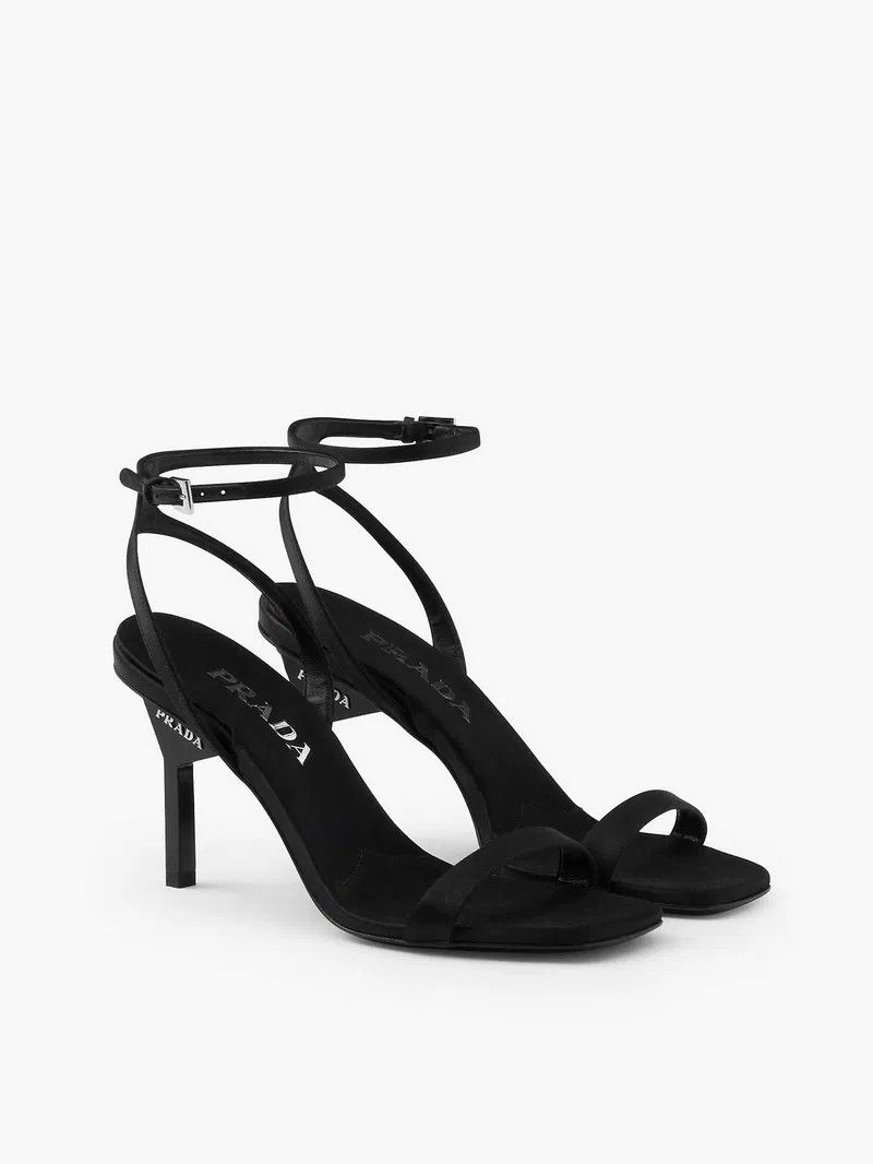 Prada Prada 85mm Satin Geometric Heel Ankle Strap Sandal Pump 39 Size US 9 / IT 39 - 3 Thumbnail