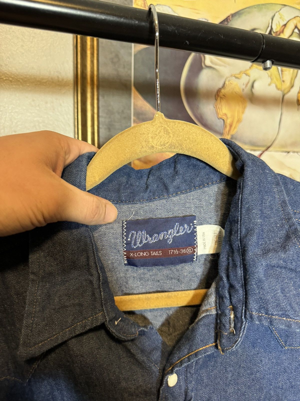 Vintage × Wrangler Vintage Wrangler Western Wear Denim Shirt Size US XL / EU 56 / 4 - 5 Thumbnail