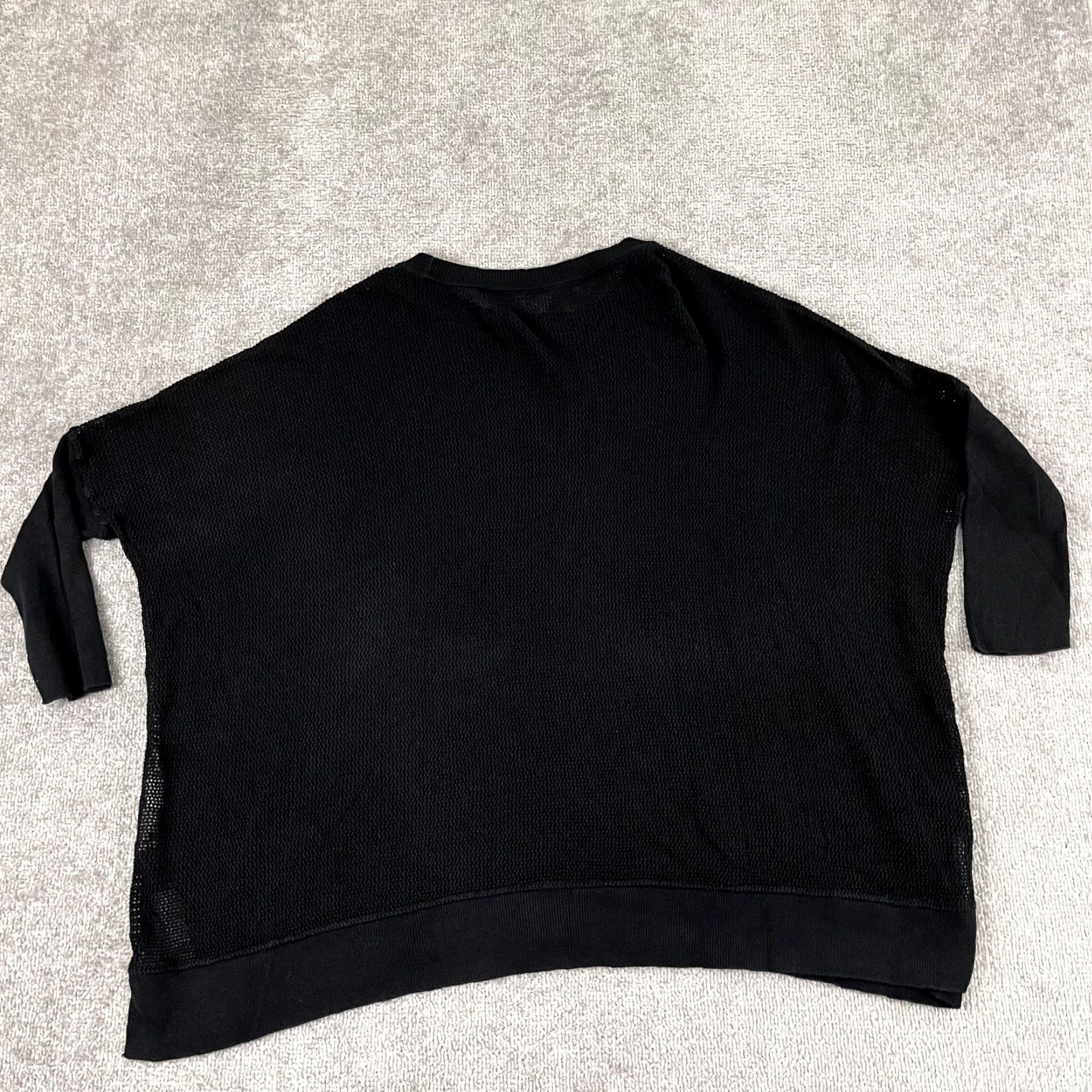 Vintage PLANET by LAUREN G Shirt Womens One Size Black Open Knit Oversized Dolman Sleeve Top Size ONE SIZE - 6 Thumbnail