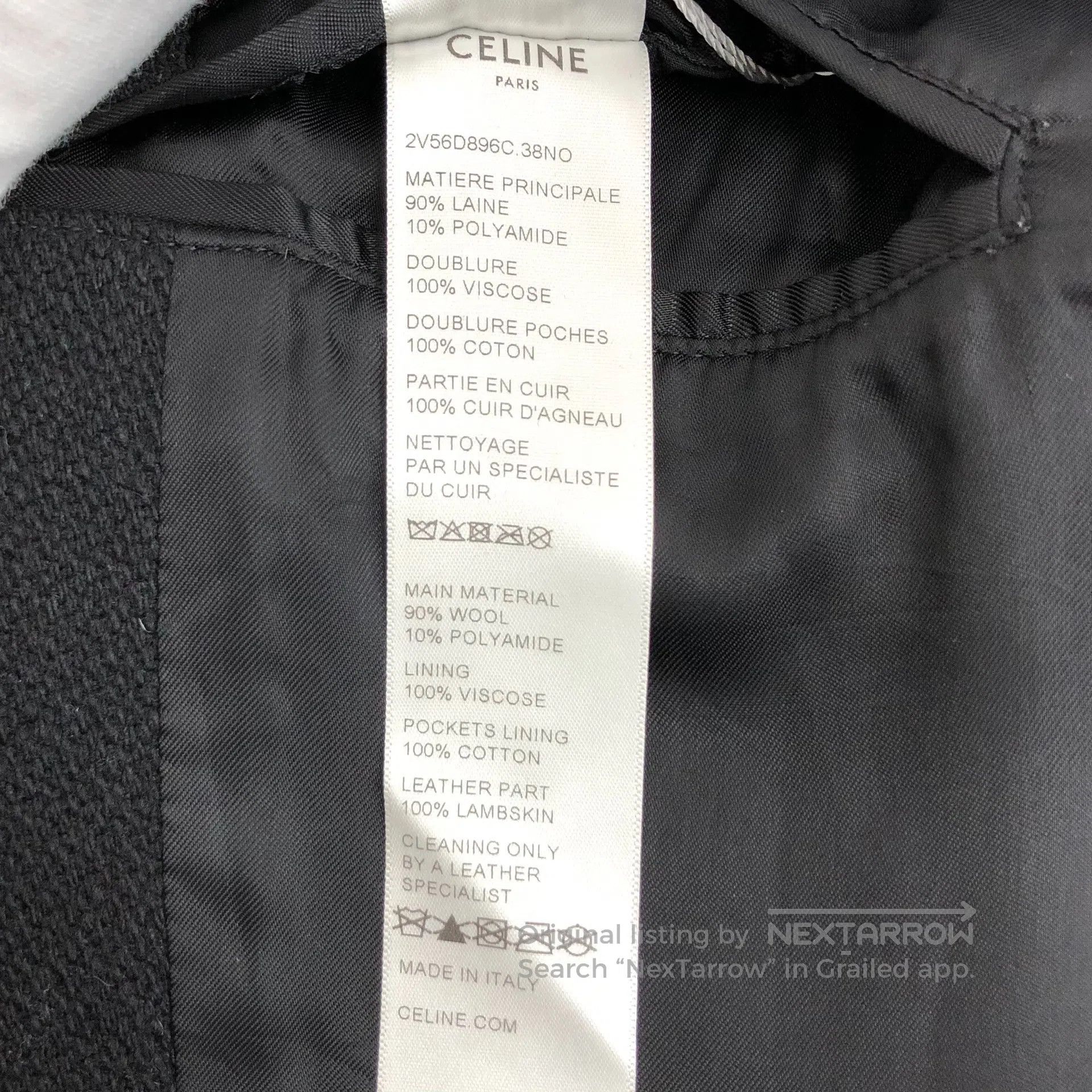 Celine Celine Black Striped Wool Stand Collar Single Breasted Lon Size US XL / EU 56 / 4 - 8 Thumbnail