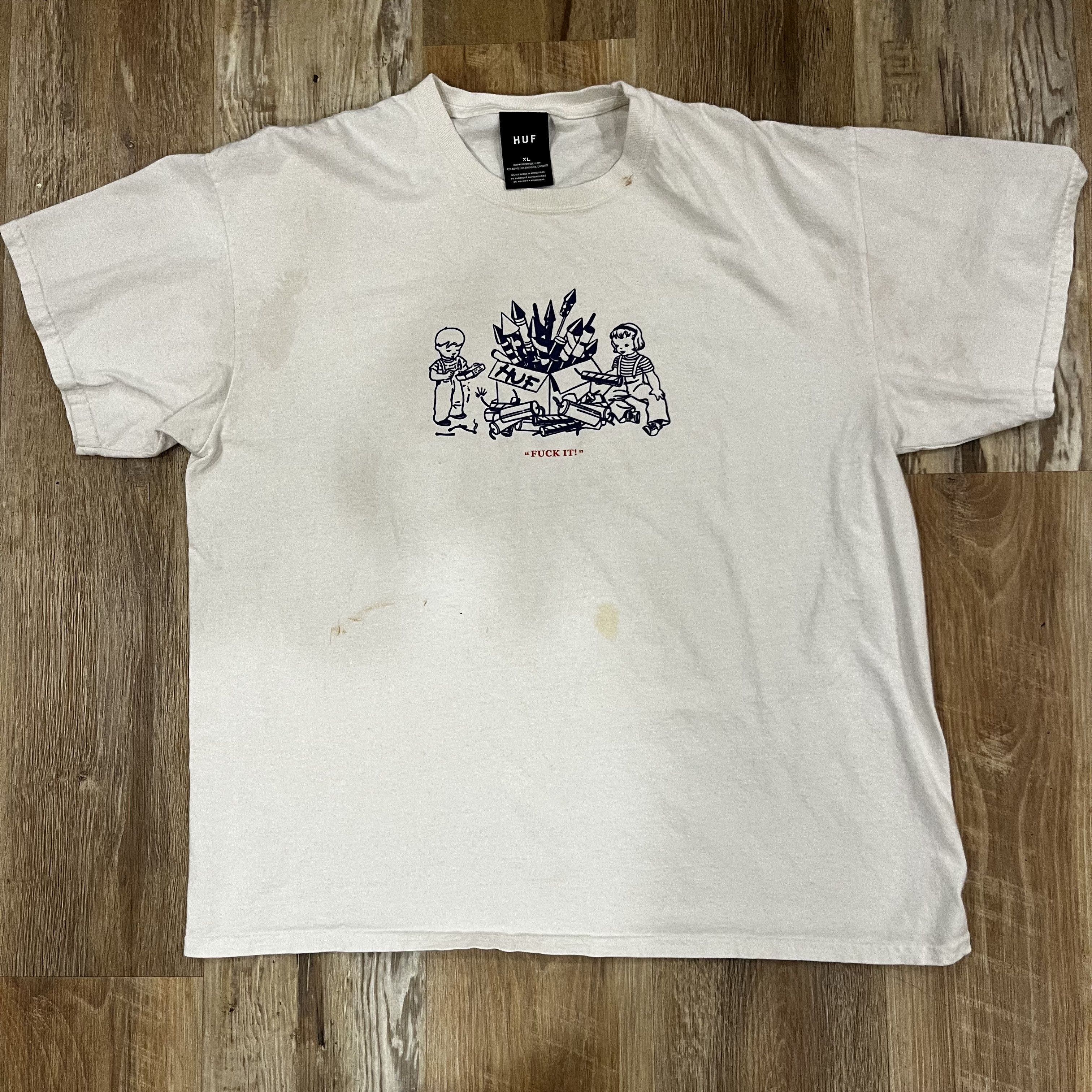 Xlarge Vintage HUF “Fuk It” Graphic Tee Size US XL / EU 56 / 4 - 1 Thumbnail