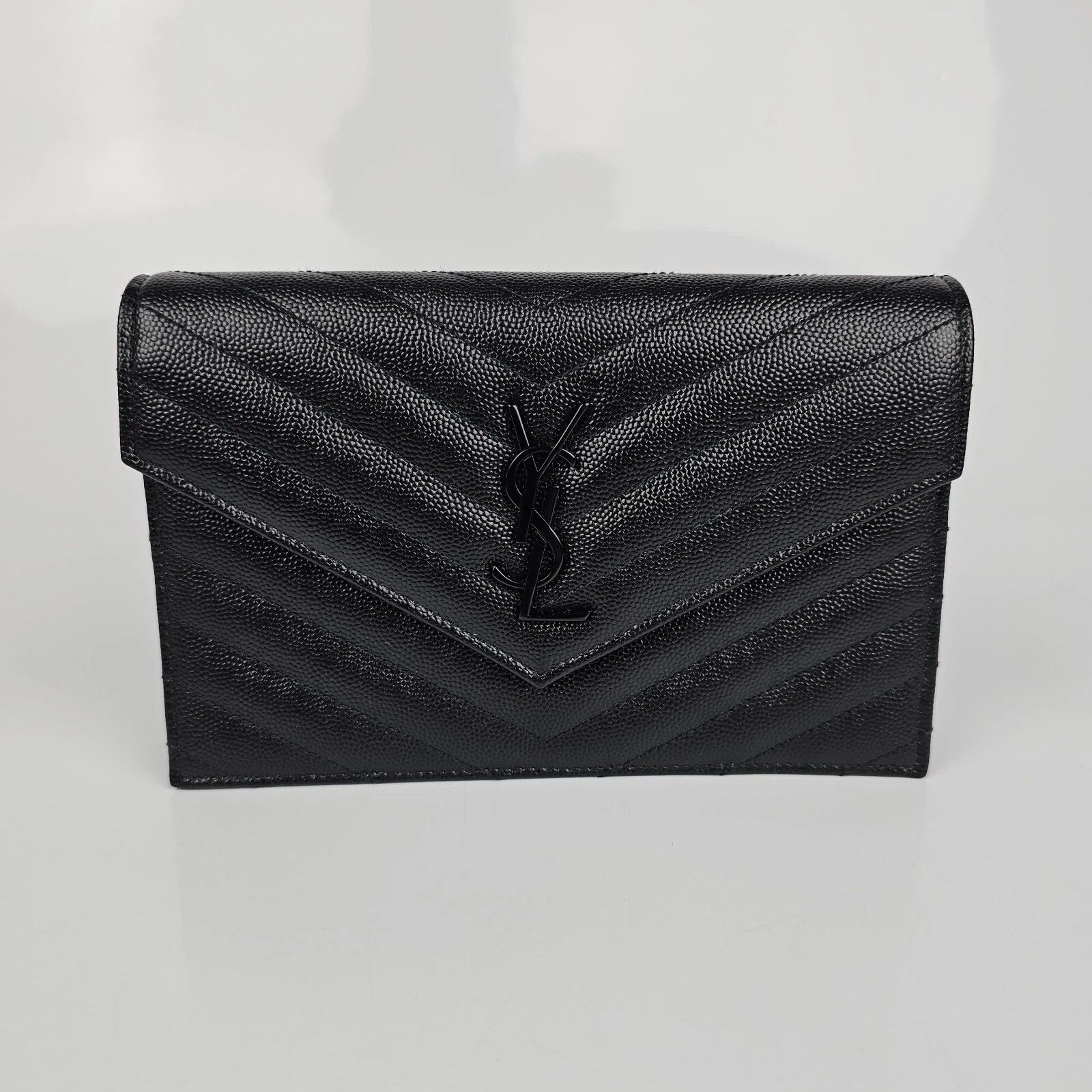 Saint Laurent Paris SAINT LAURENT Cassandre Black Grained Chain Wallet Size ONE SIZE - 1 Thumbnail