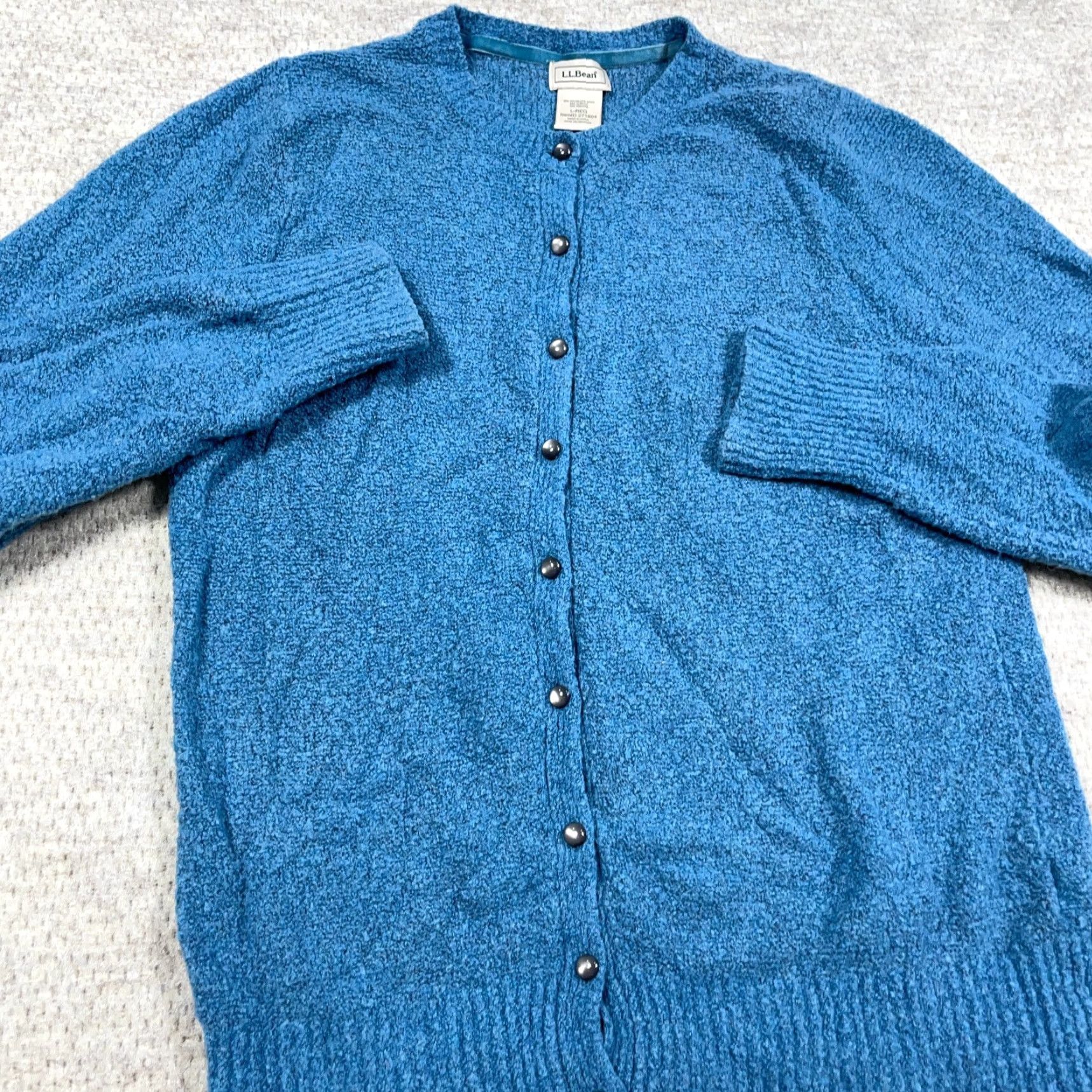 Vintage VINTAGE L.L. Bean Cardigan Sweater Women Large Blue Wool Blend Lightweight Crewneck Knitted Knit 90s Bohemian Retro Holiday Christmas Gift? Size L / US 10 / IT 46 - 4 Thumbnail