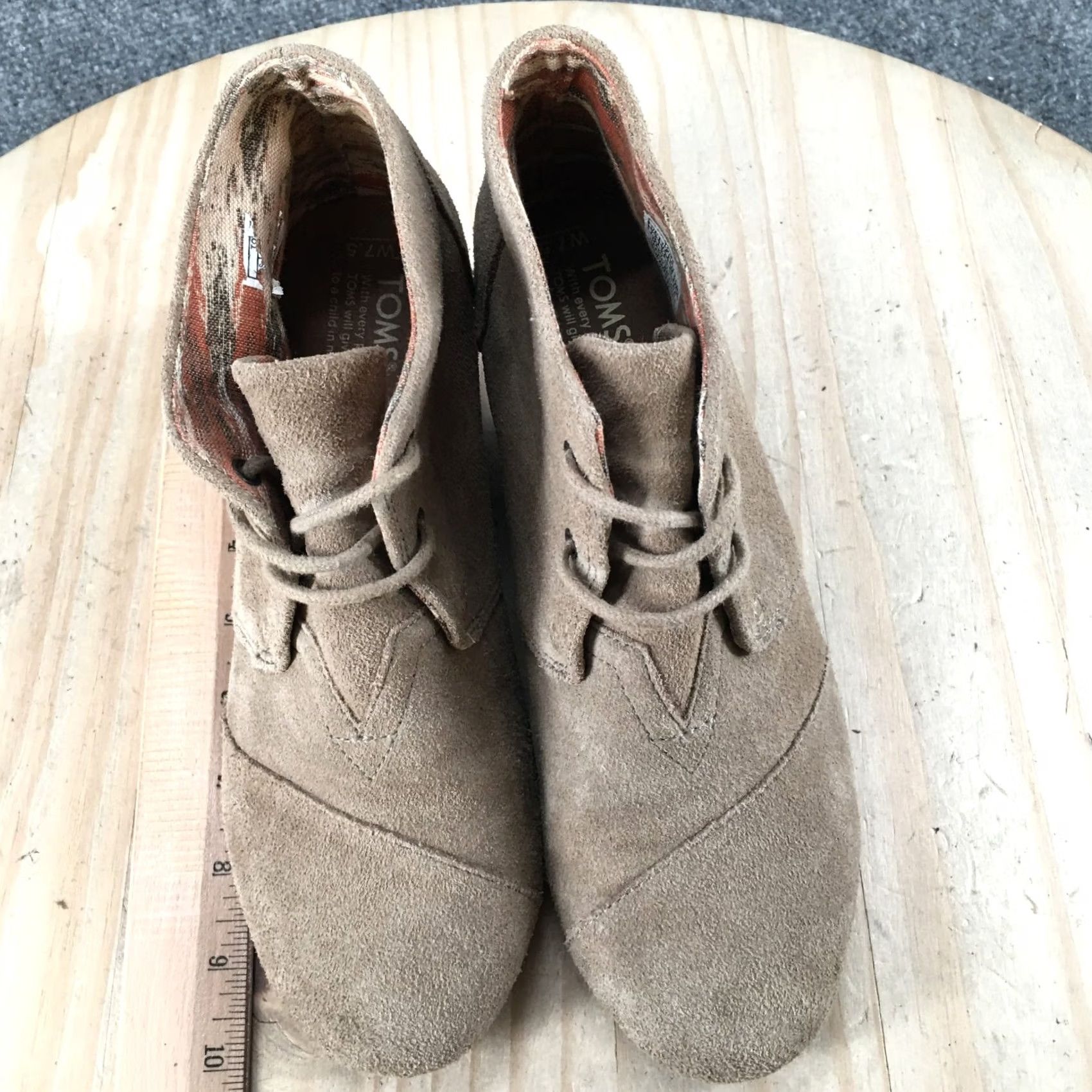 Toms TOMS Boots Womens 7.5 Desert Beige Lace Up Ankle Top Comfort Wedge Heels 741116 Size M / US 6-8 / IT 42-44 - 7 Thumbnail
